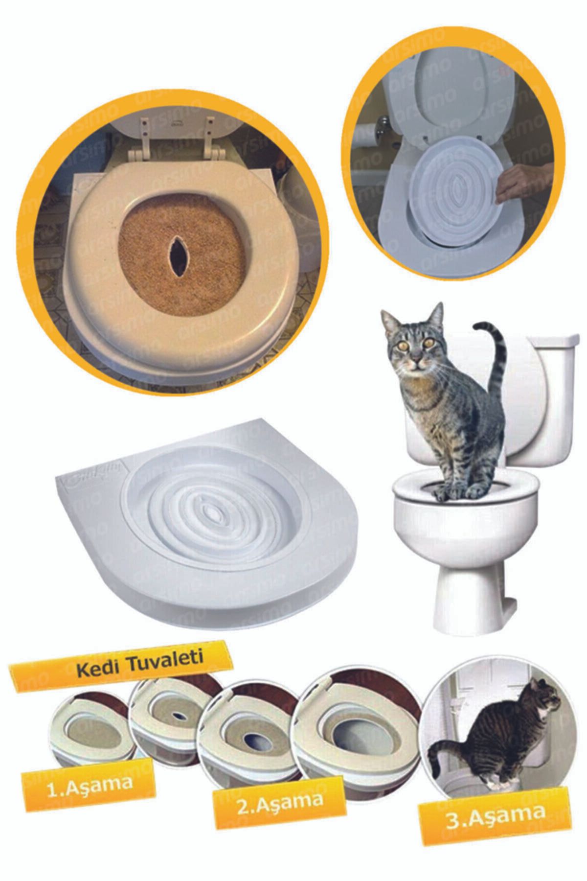 Özasya AVM Kedi Kumu Kabı Klozet Aparatı Citi Kitty Tuvaleti Eğitim Seti