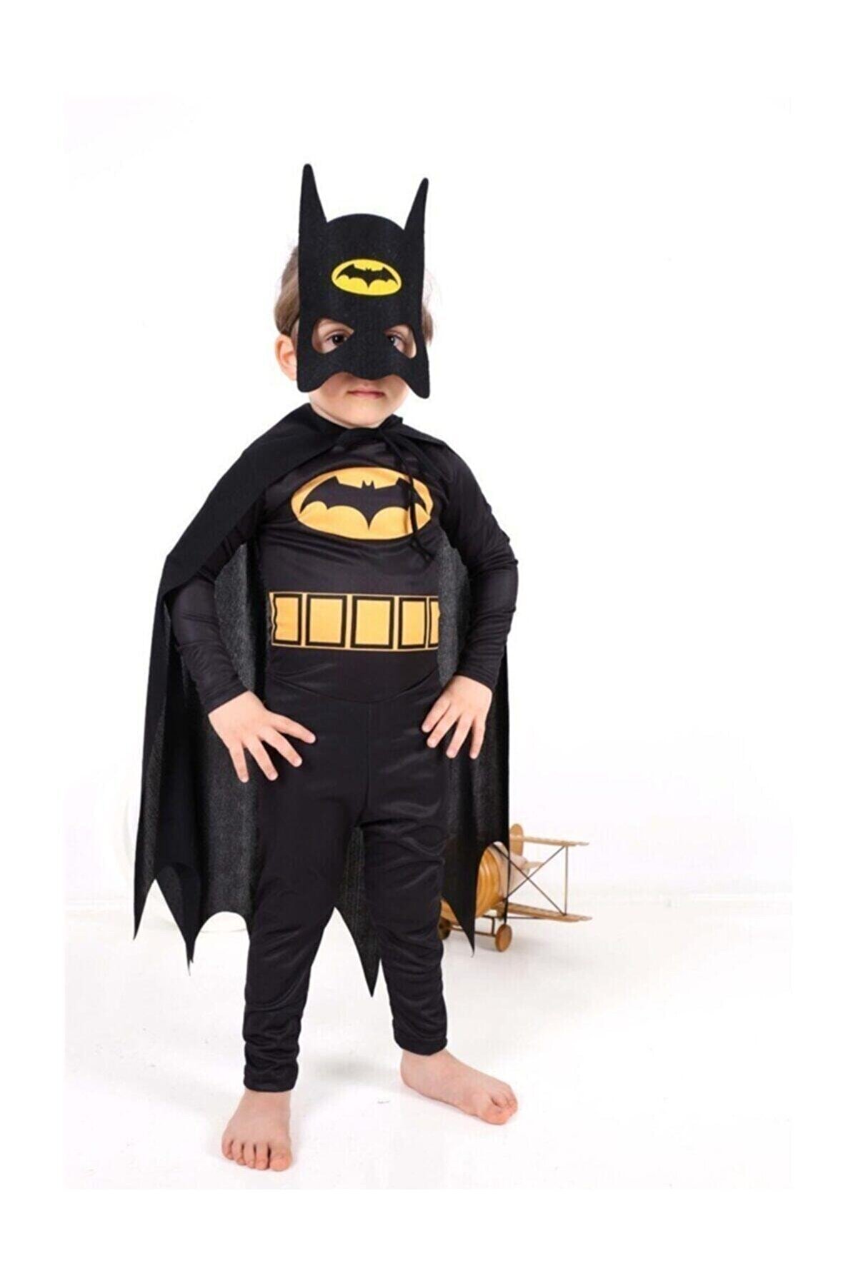 Batman Erkek Çocuk Kostümü Pelerinli Ve Maskeli Yarasa Adam Kostümü