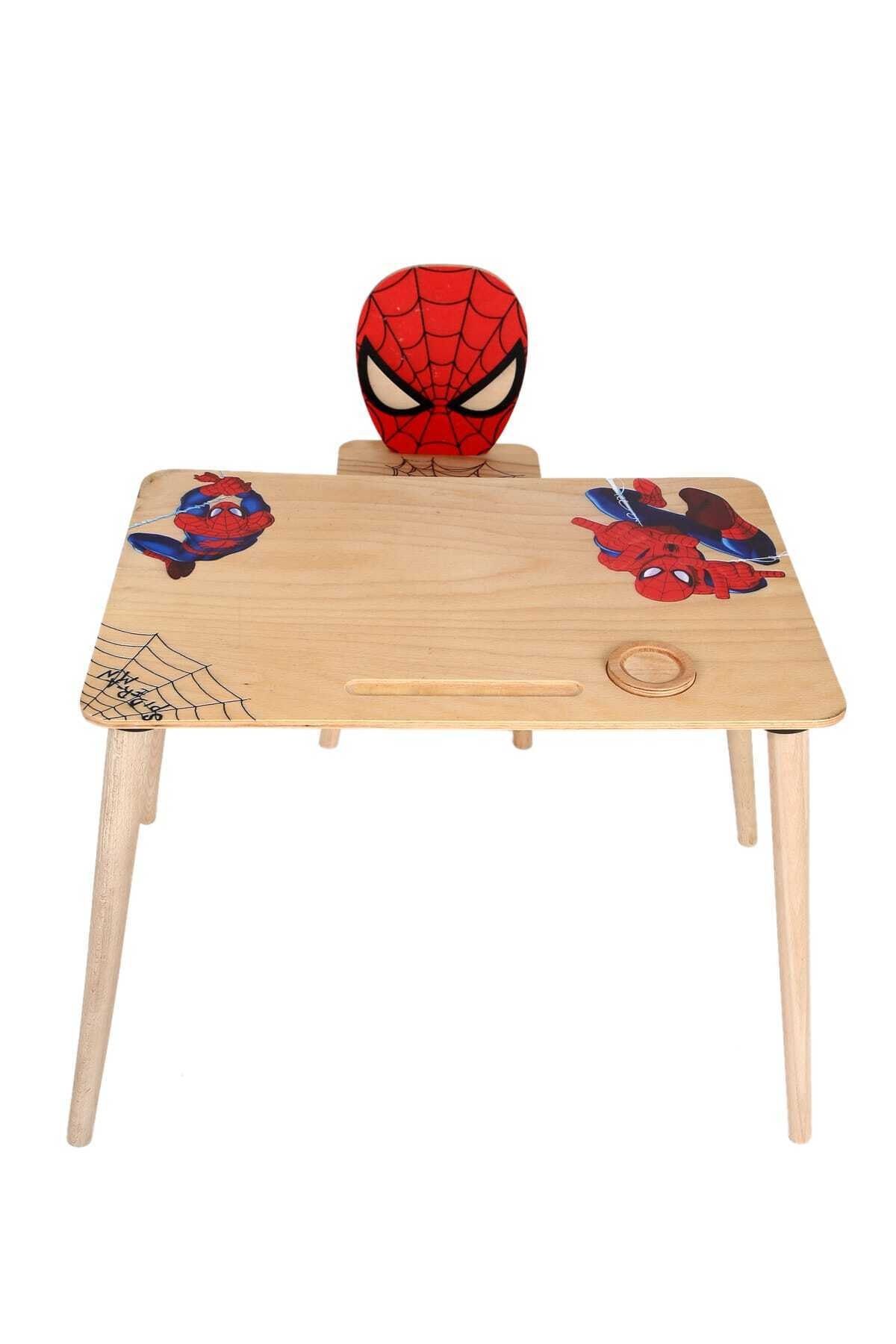 Artahşap Ahşap Örümcek Adam Çocuk Masa Sandalye Takımı Aktivite Eğlence Masası