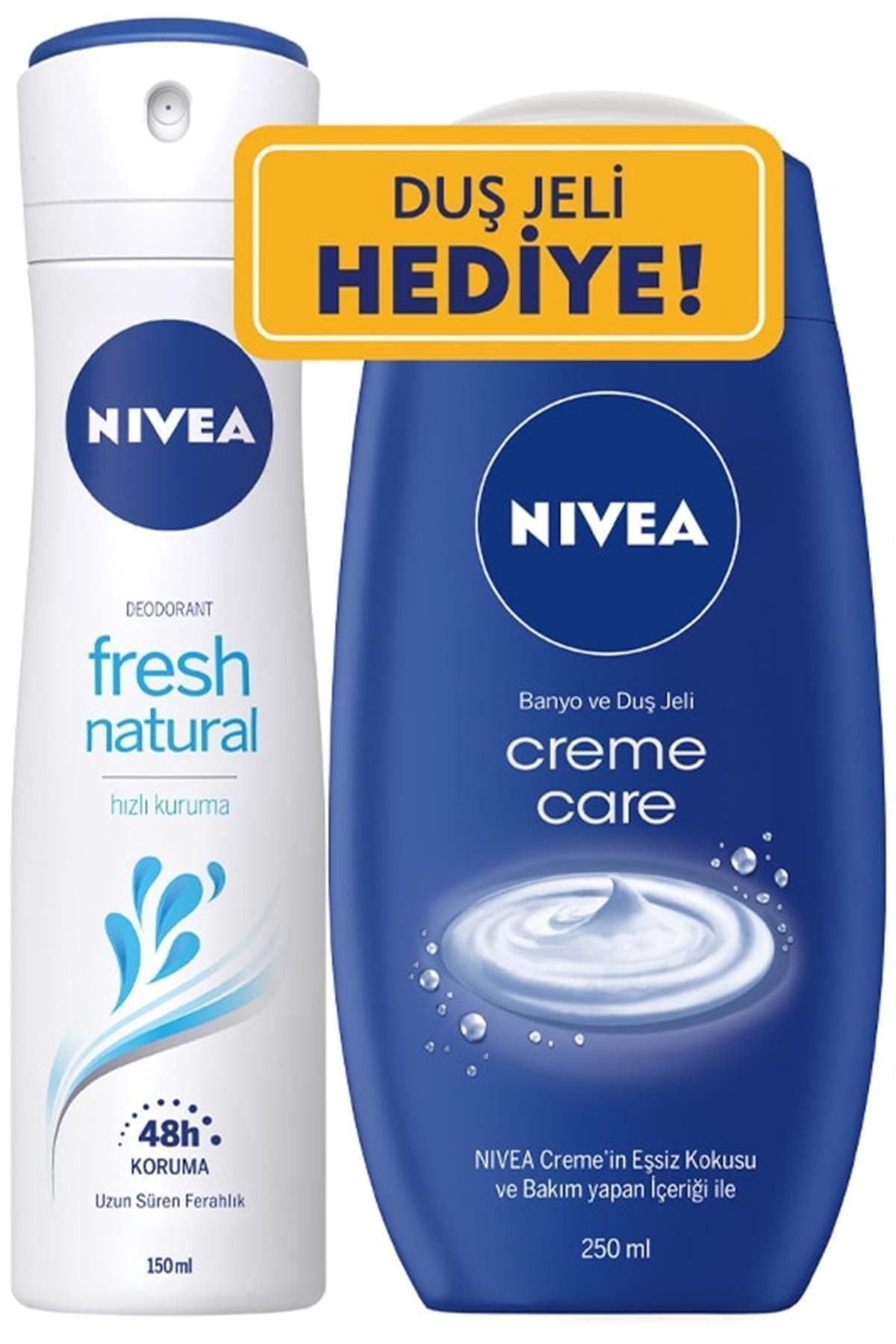 NIVEA Marka: Fresh Natural Kadın Deodorant Sprey 150 ml + Creme Care Kadın Duş Jeli 250 ml