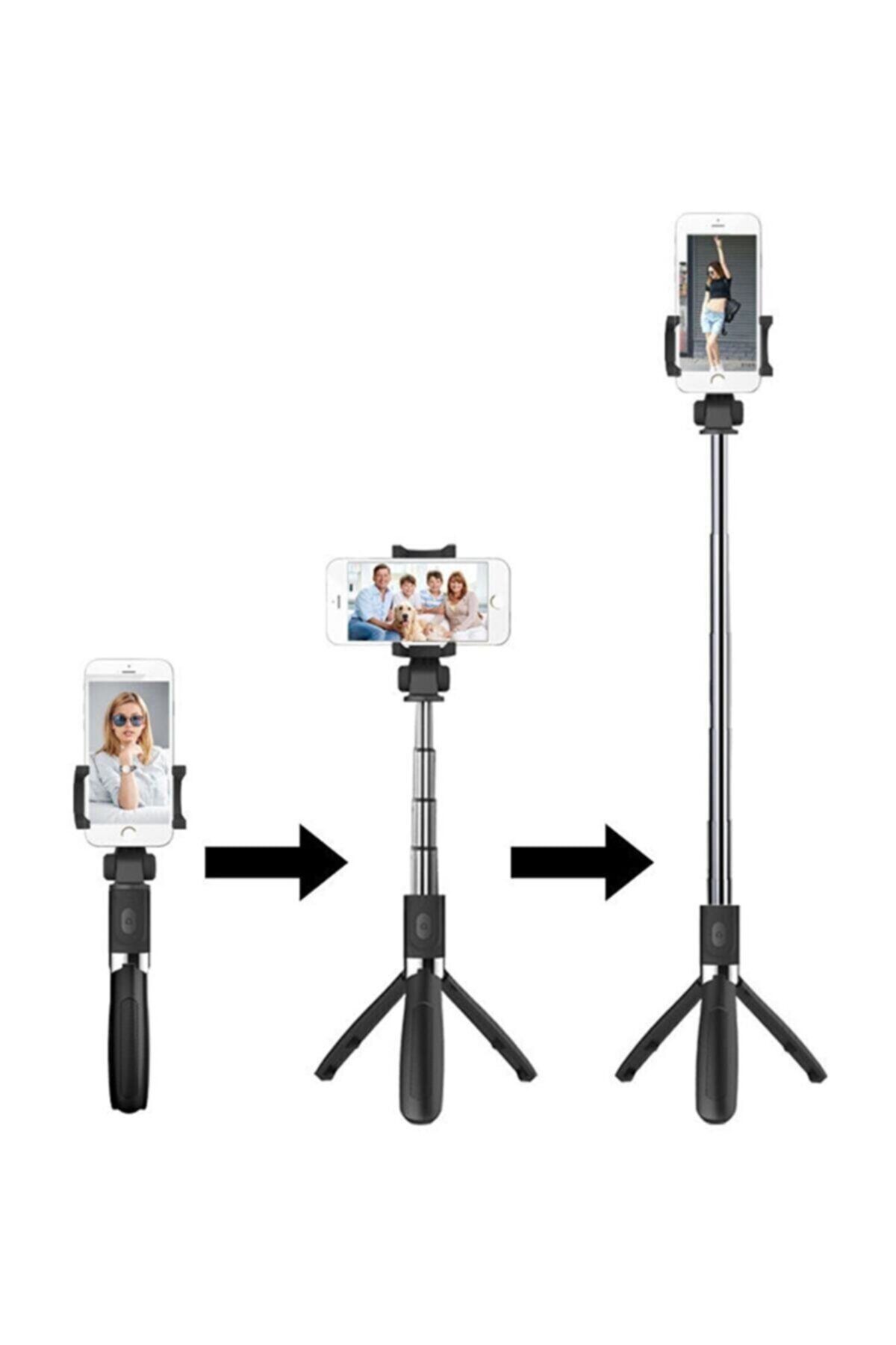 Genel Markalar Kablosuz Uzaktan Kumandalı Telefon Selfie Çubuğu Monopod Ayaklı Tripod Bluetooth