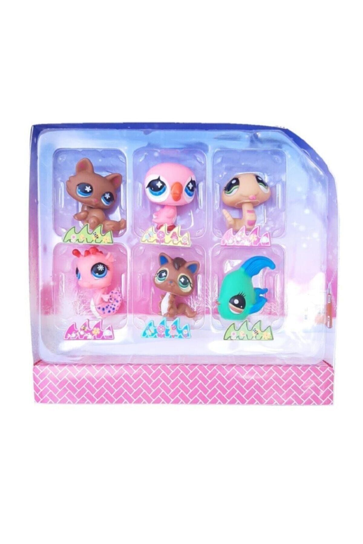 Littlest Pet Shop Neşeli Minişler 6'lı Miniş Ailesi Oyuncak Pet Star Little Minişler Pembe Kuşlu Model Set