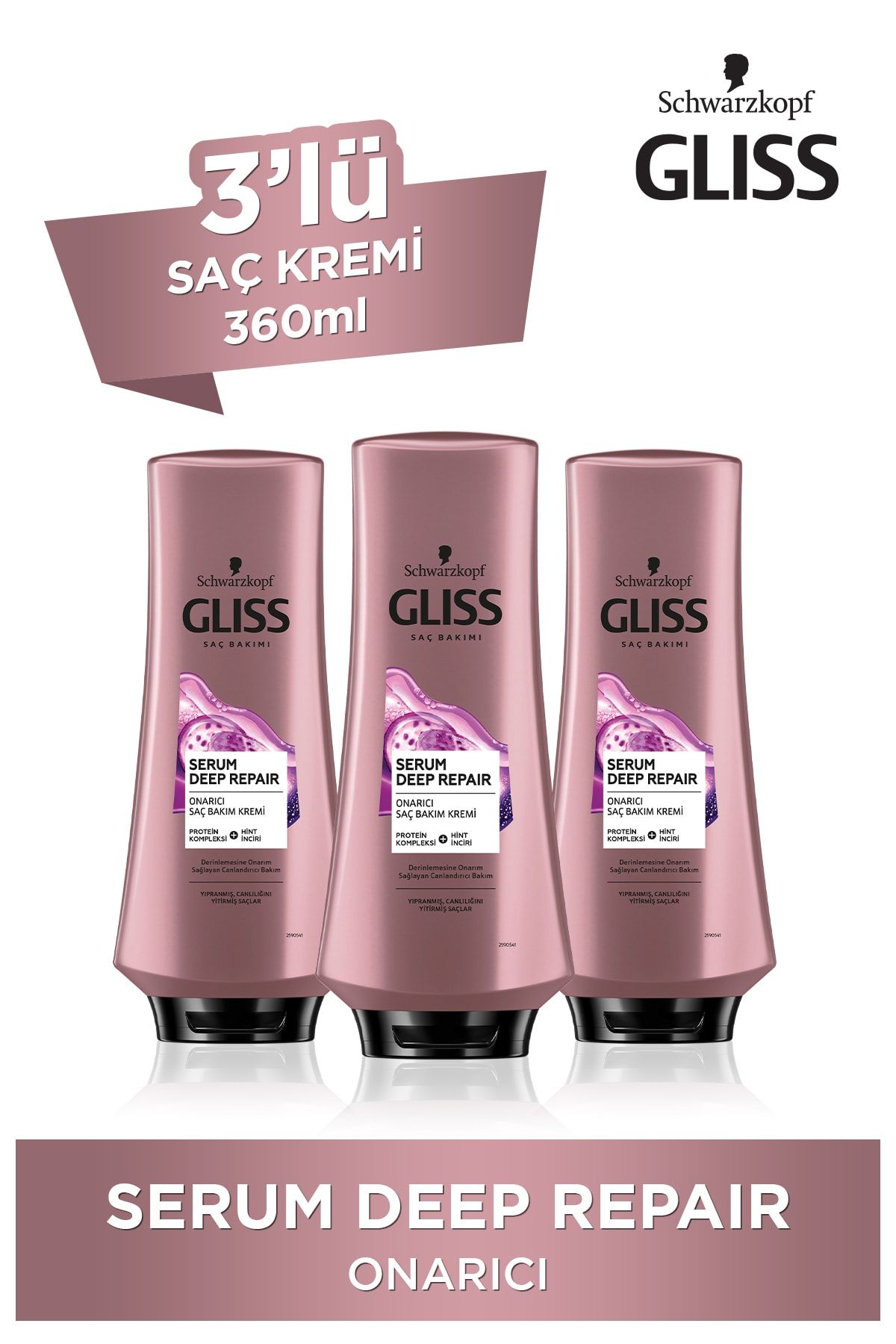 Gliss Serum Deep Repair Onarıcı Saç Kremi 360 ml 3'lü