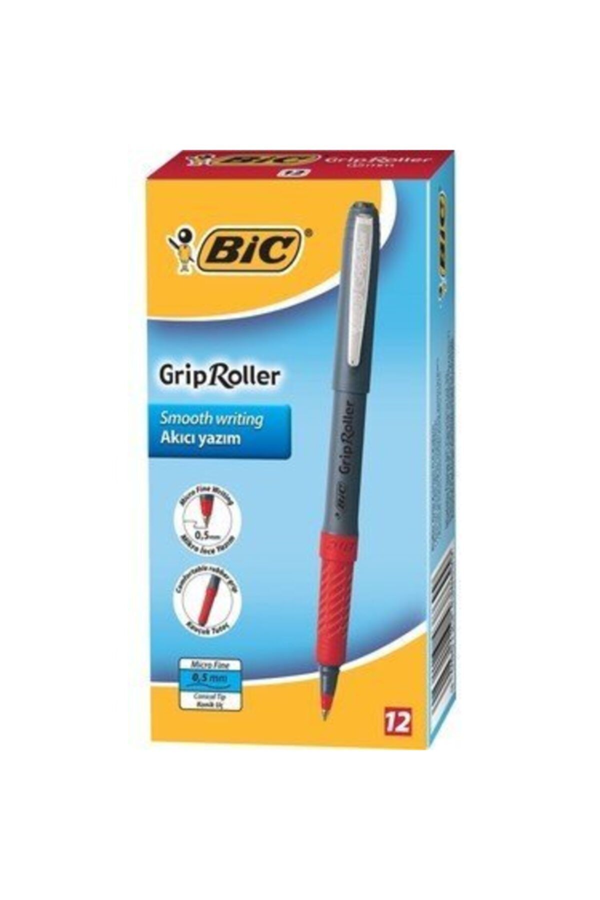 Bic Roller Glide Grip 0.5 Kırmızı Roller Kalem 12'li Kutu