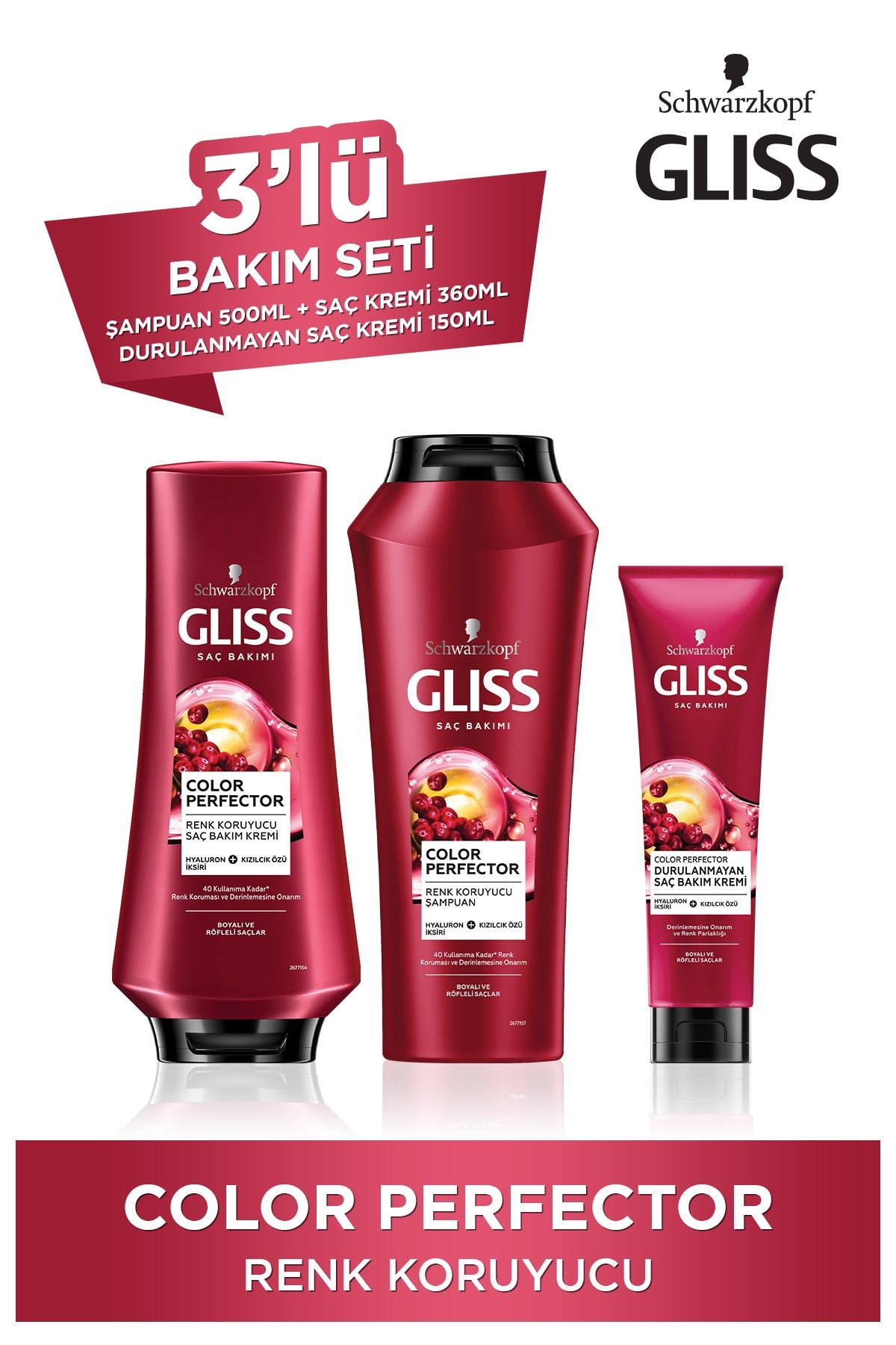 Gliss Color Perfector Renk Koruyucu Saç Bakım Seti (şampuan 500 Ml+ Saç Kremi 360 Ml+ Balm 150 Ml)