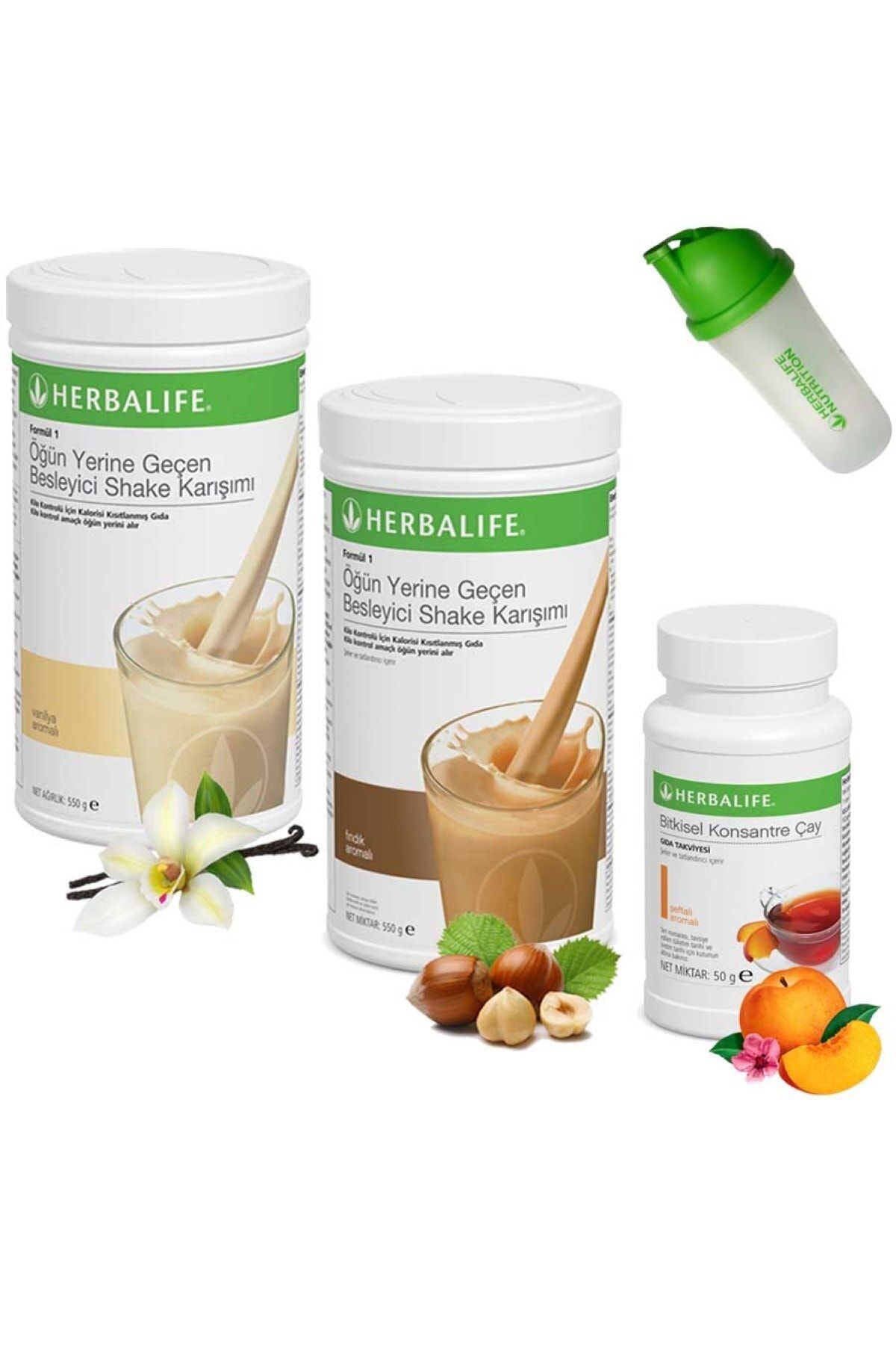 Herbalife Shake Vanilya 1 Fındık 1 - Çay Şeftali - Thermo Complete - Shaker