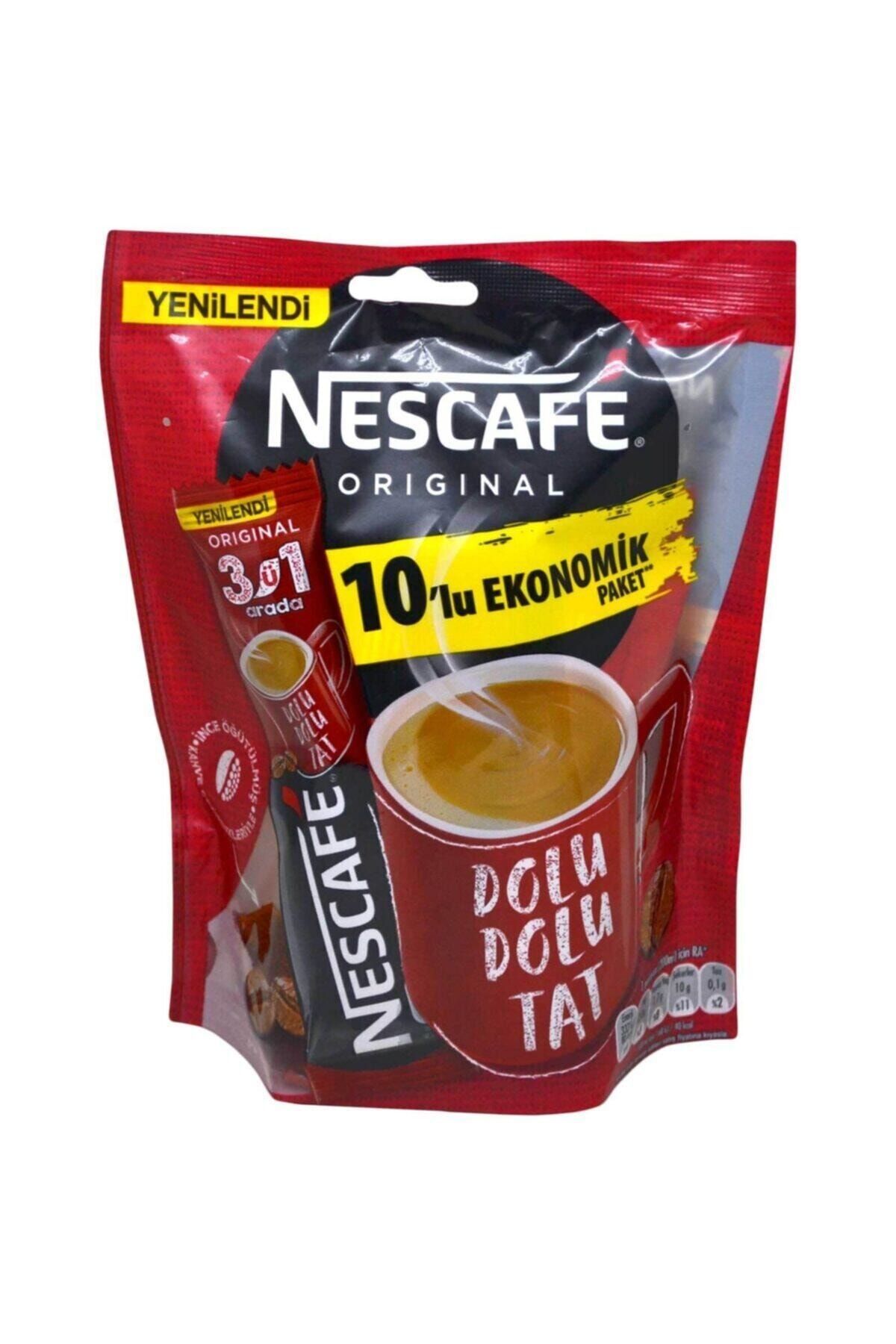 Nescafe Original 3'ü 1 Arada Şekerli Ve Kremalı Çözünebilir Kahve 17,5 Gr X 10'lu Paket X 10 Adet