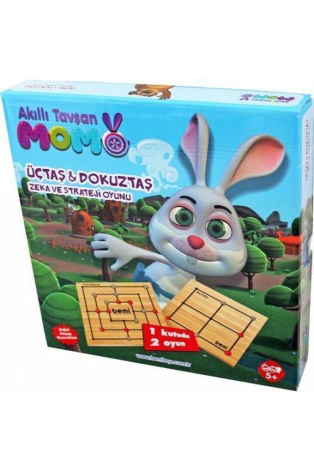 BEMİ Trt Çocuk Akıllı Tavşan Momo Üçtaş & Dokuz Taş Zeka Ve Strateji Oyunu
