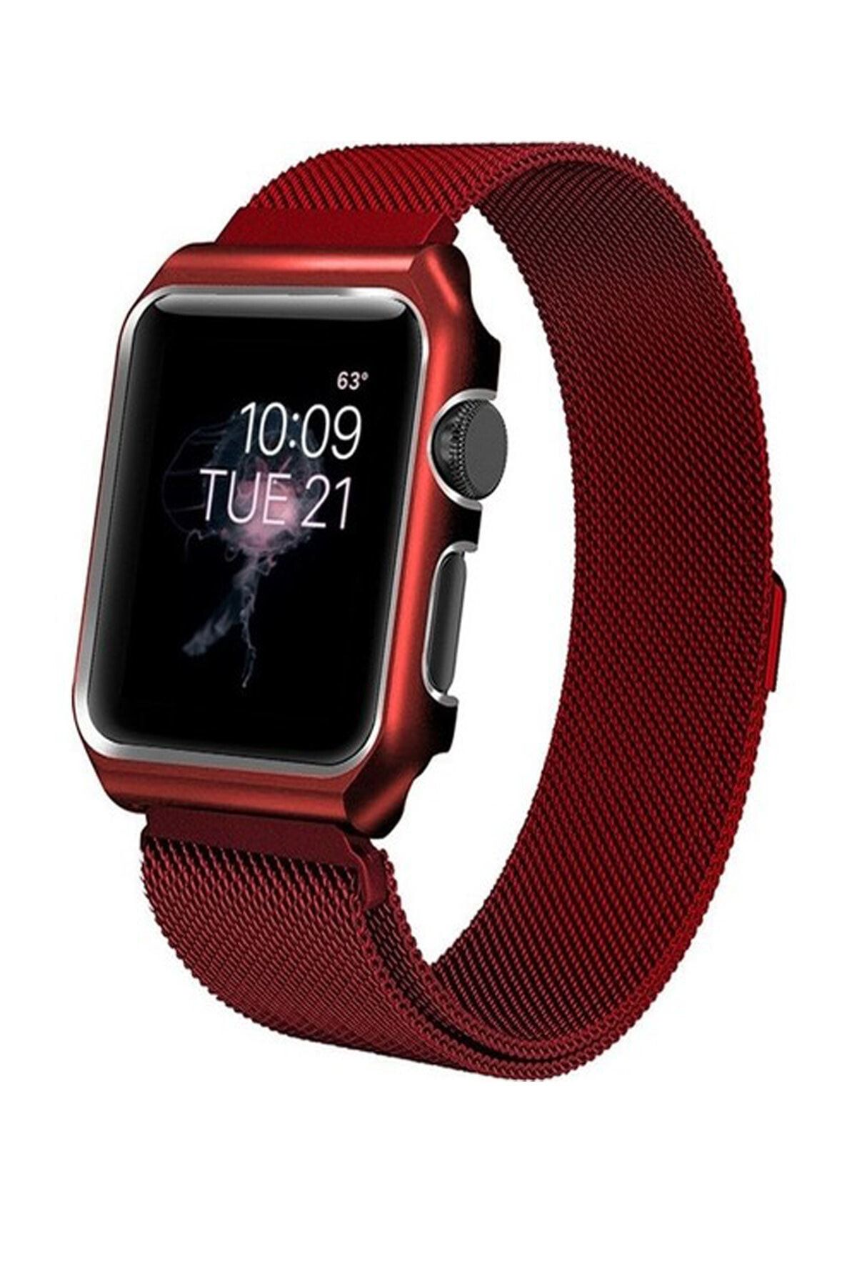 TahTicMer Apple Watch Seri 6 40 Mm Çelik Kayış Hasır Örme Kordon Milano