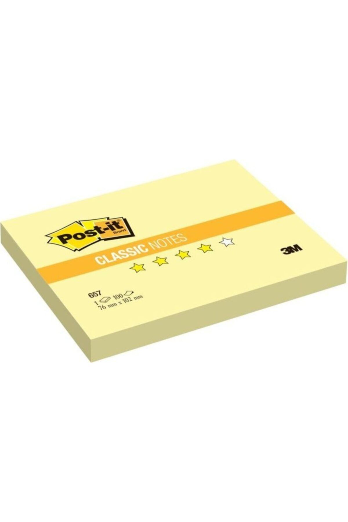 Post-it Yapışkanlı Not Kağıdı 100 Yaprak 76x102mm Sarı 657 (12 Koçan)