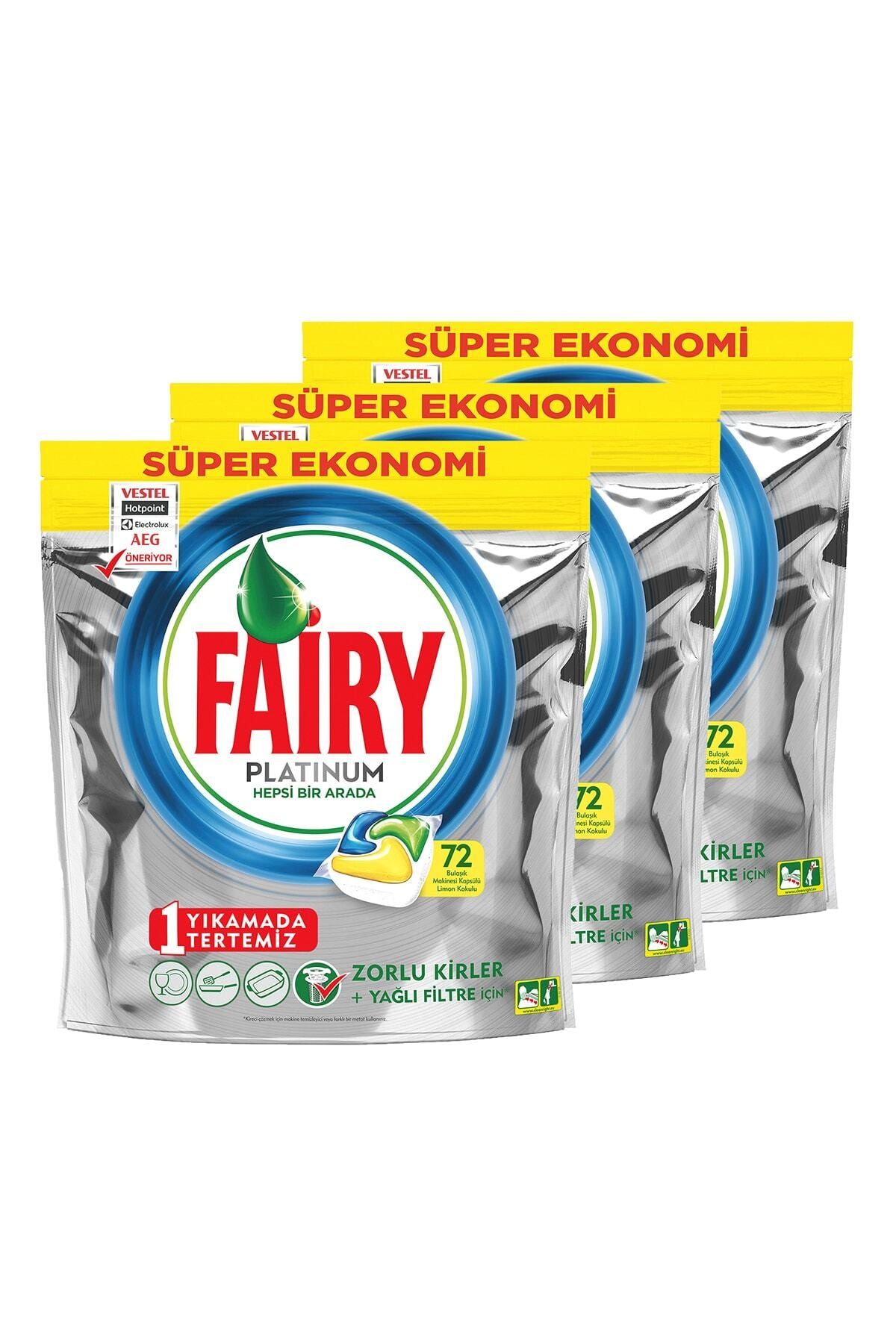 Fairy Platinum Limon Kokulu Bulaşık Makinesi Deterjanı Kapsülü  72 Yıkama x3 Adet