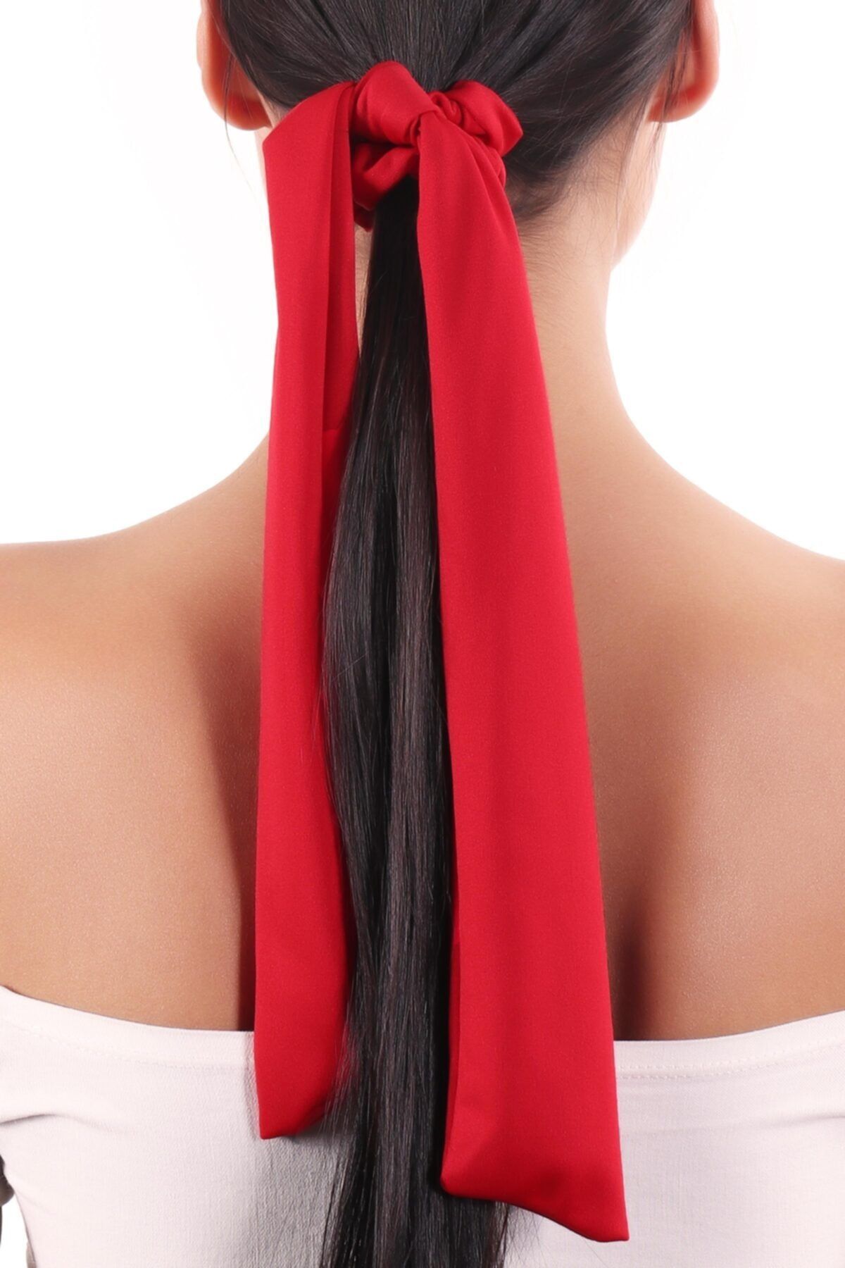hahai accessories Hahai Kadın Uzun Kurdele Model Scrunchie Toka