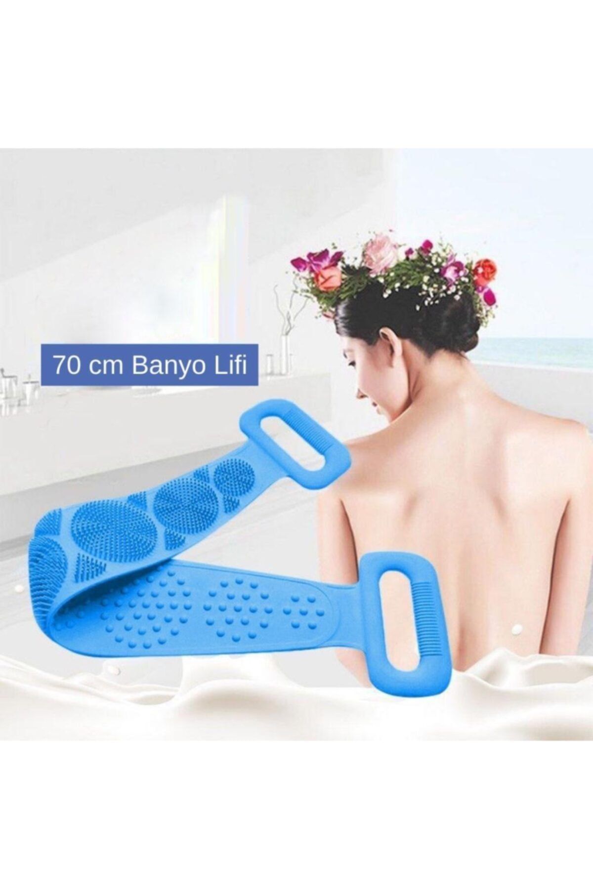 rennway Çift Taraflı Banyo Hamam Lifi Silikon Masajlı Yumuşak Duş Lifi Uzun Ömürlü Hazır Banyo Kesesi