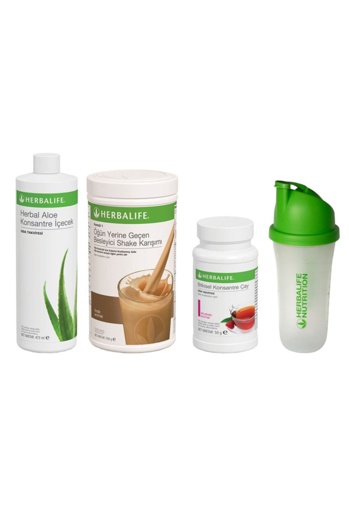 Herbalife Başlangıç Seti-12 1 Fındıklı Shake + Ahududu 50gr Çay + Aloe Konsantre Içecek+ Shaker