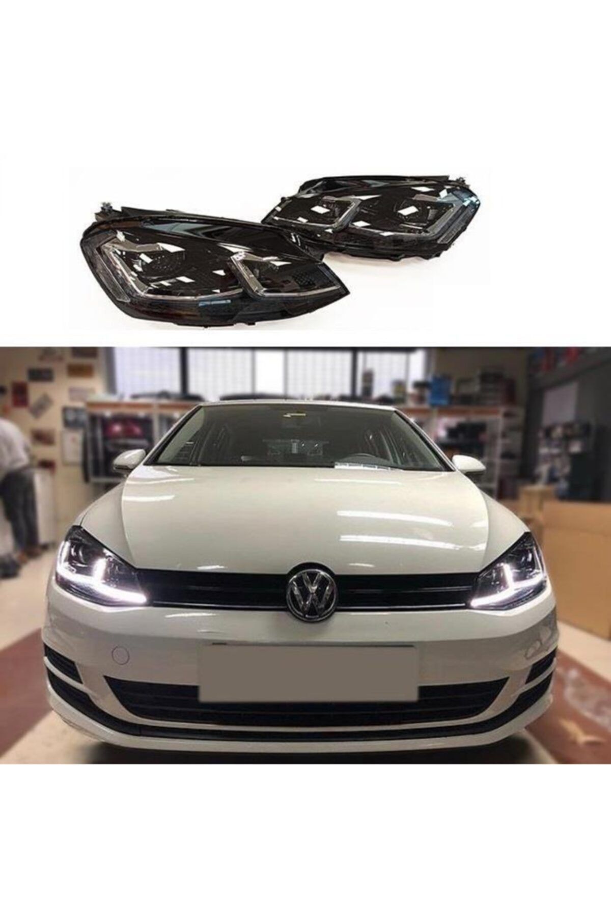 Genel Markalar Volkswagen Golf 7 İçin Uyumlu J LED FAR SİLVER (2013-2018)