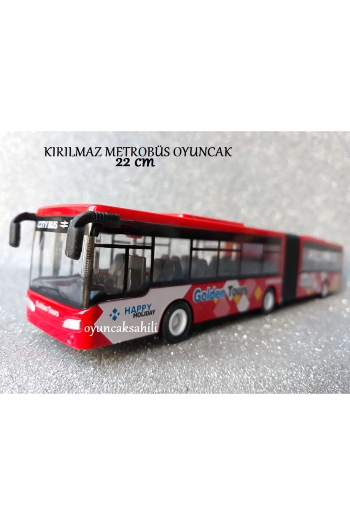 OYUNCAKSAHİLİ Otobüs Körüklü Oyuncak 22cm Yolcu Otobüsü Kırılmaz Metrobüs Red3