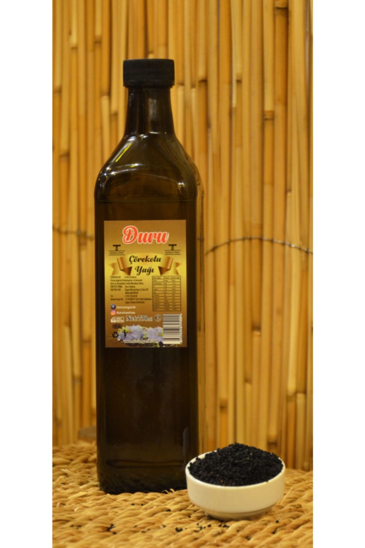 Duru Organik Duru Yöresel - Çörekotu Yağı 750 ml - Soğuk Sıkım