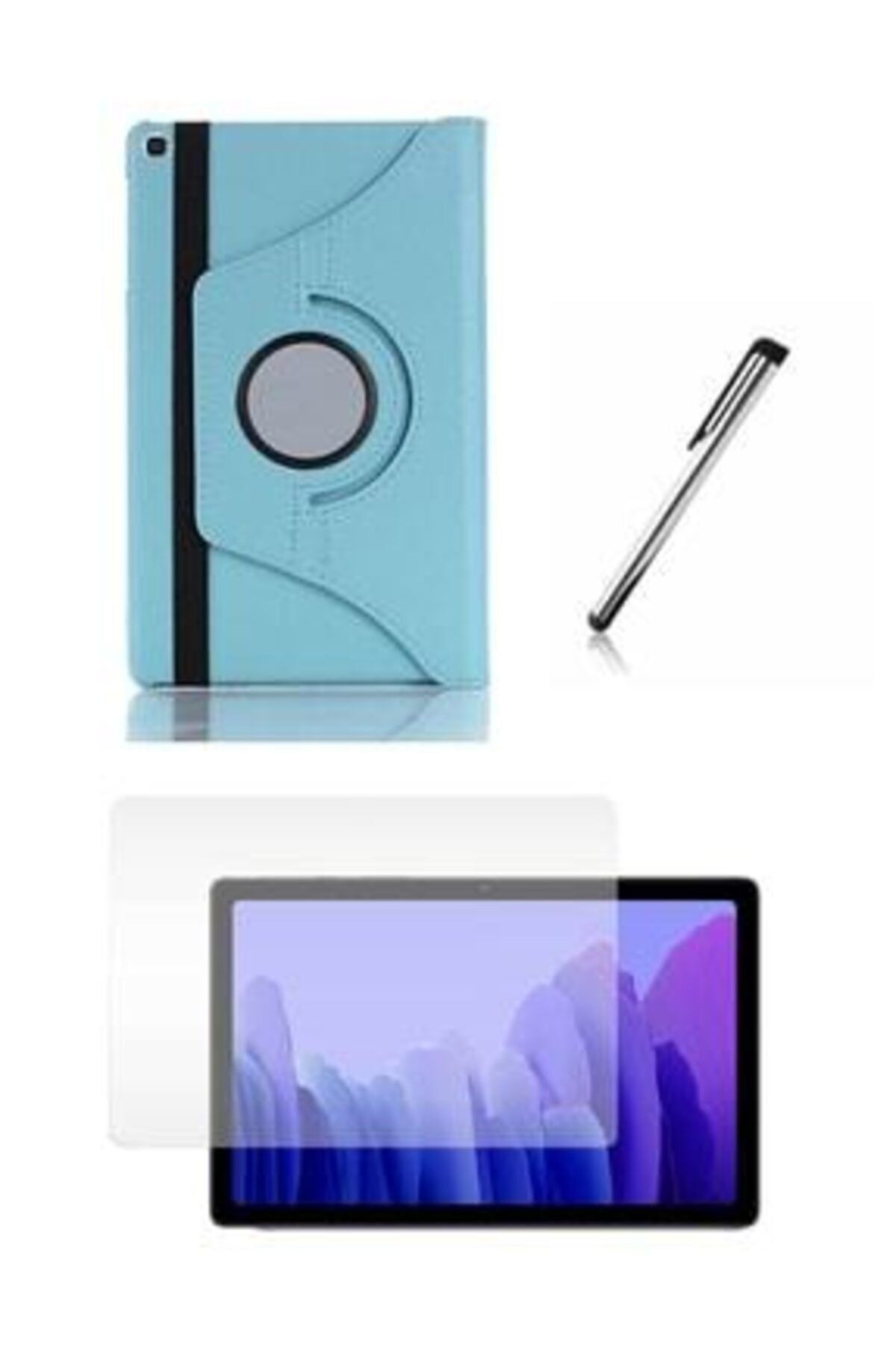 E TicaShop Samsung Galaxy Tab A7 Sm T500 T505 T507 Tablet Kılıfı Dönerli Seti 10,4 Inç Set