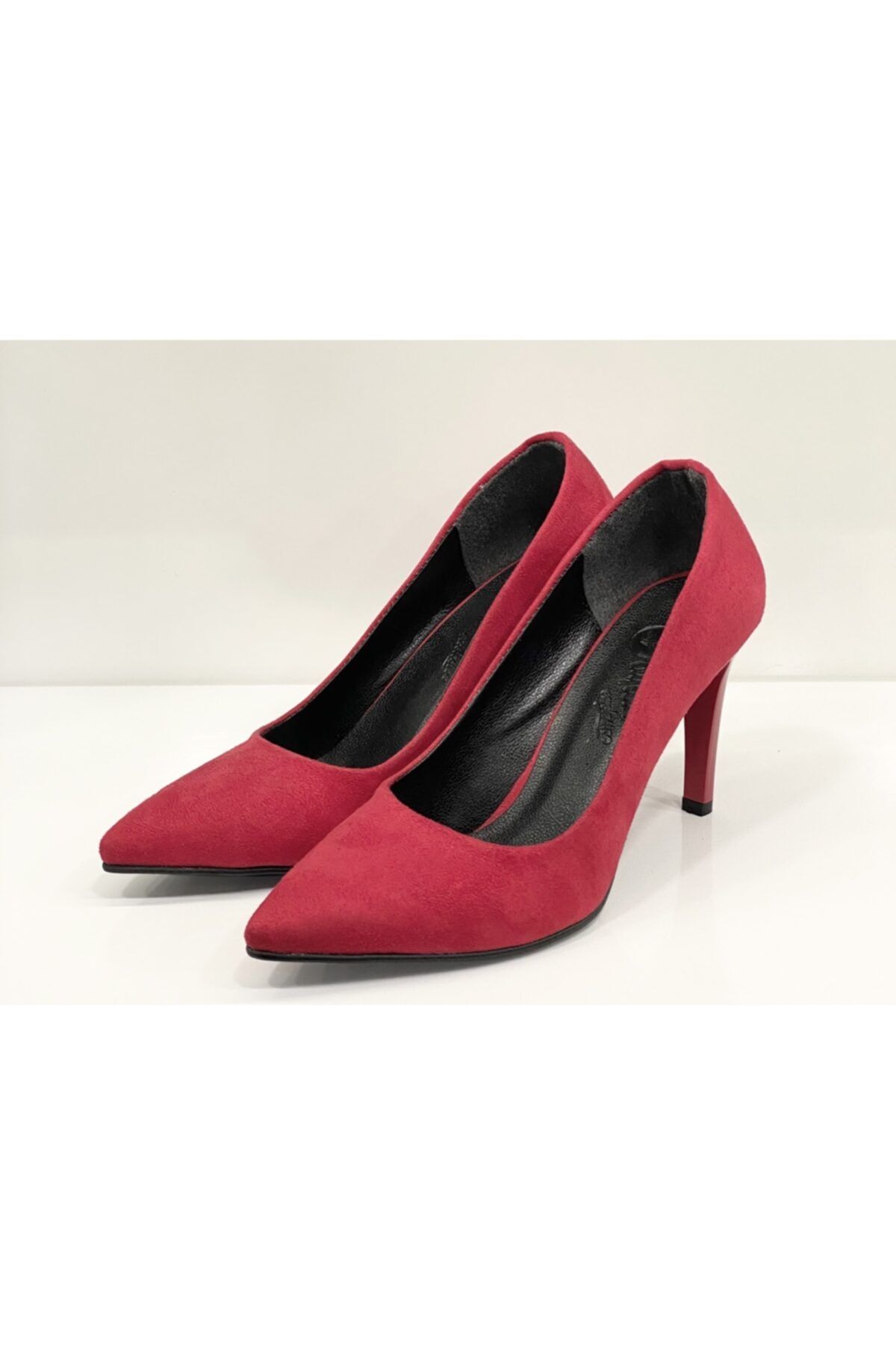 defile ayakkabi Kadın Kırmızı Süet Stiletto