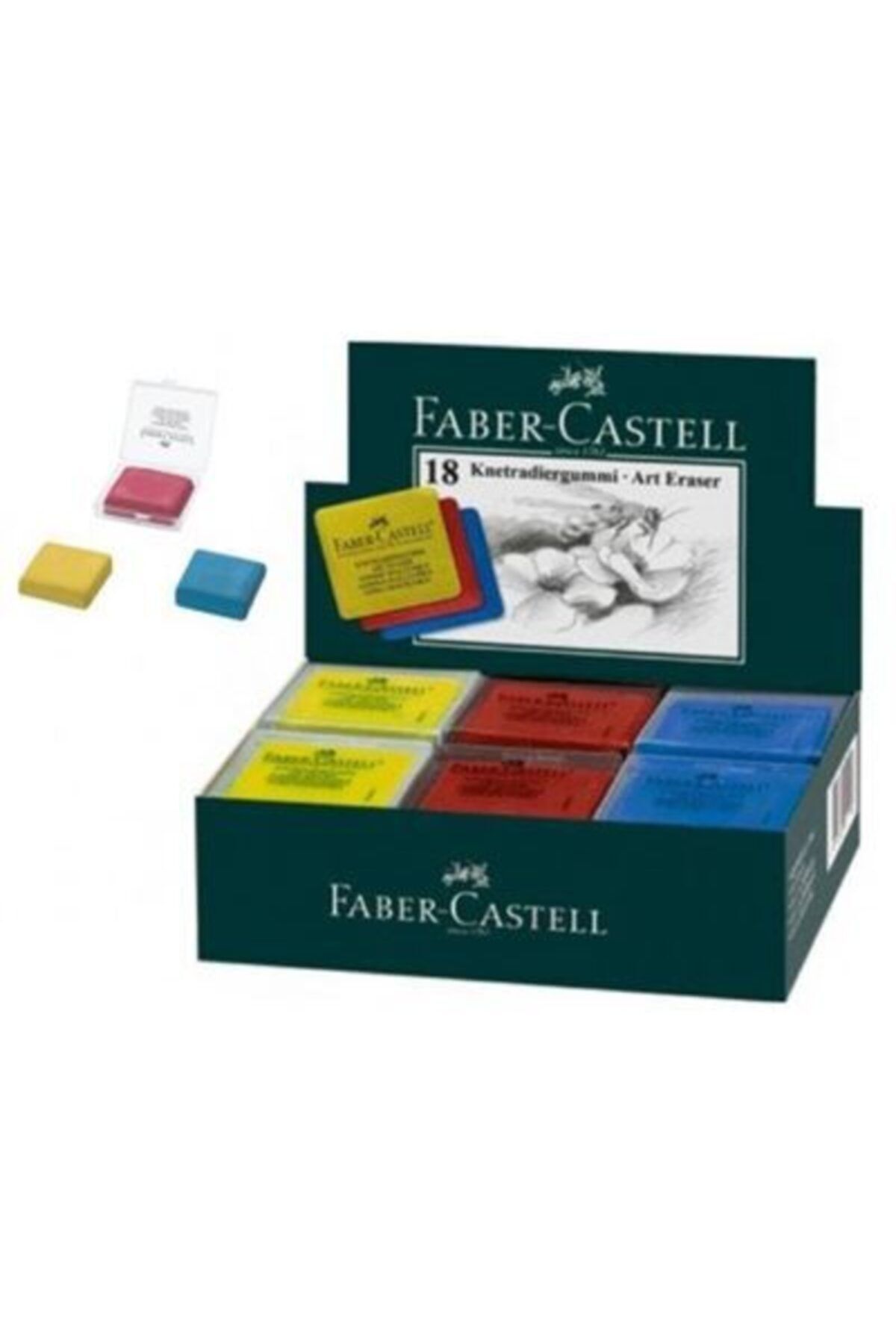 Faber Castell Hamur Silgi Kutulu Renkli 18'li Paket