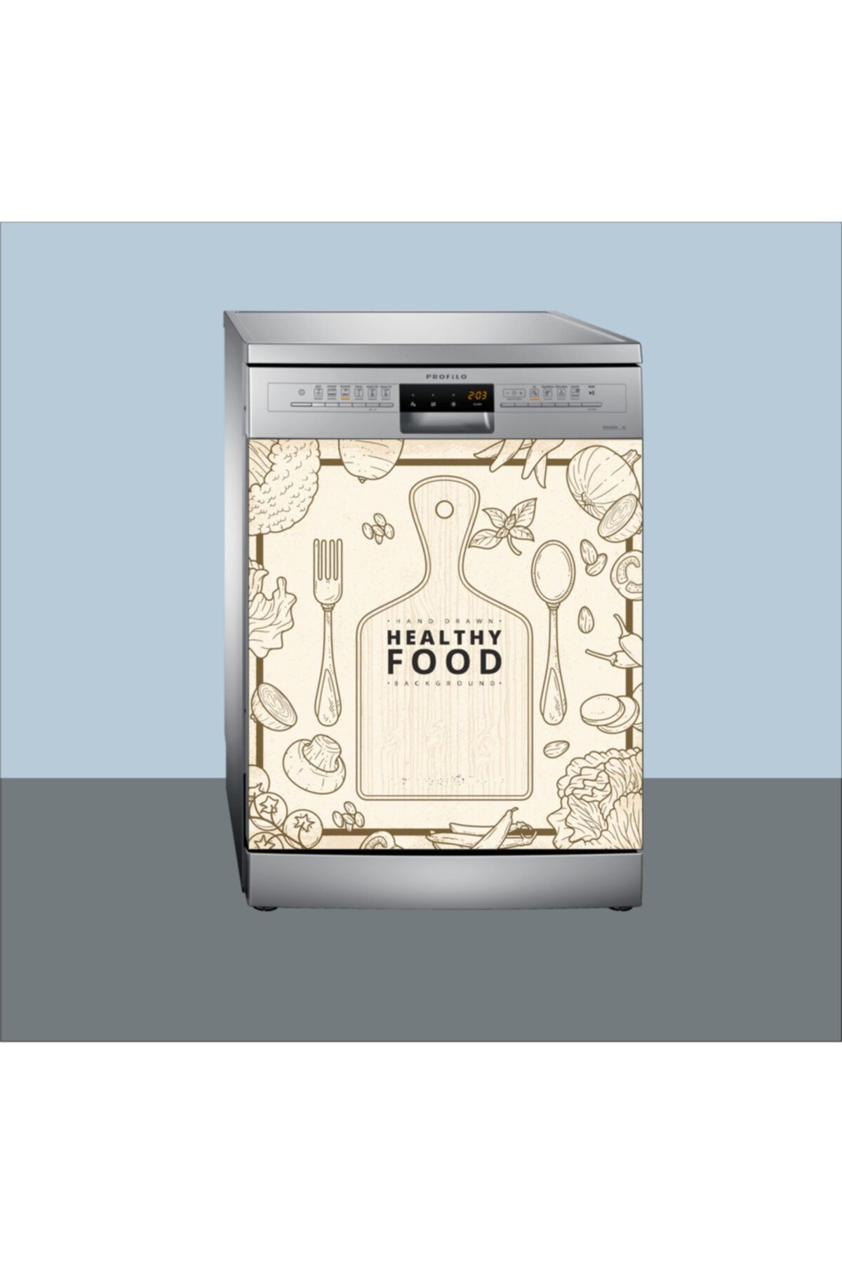 VegaDekor Healthy Food Mutfak Dekoru Bulaşık Makinesi Yapışkanlı Sticker