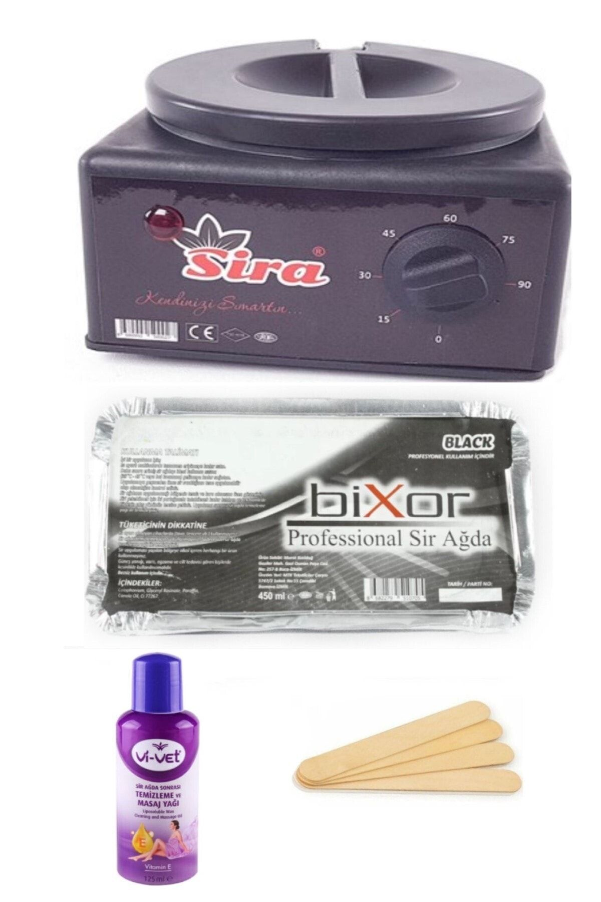 Bixor Black Kalıp Sir Ağda Seti Isıtıcı Kazanlı – Black Waxing Set With Wax Heater
