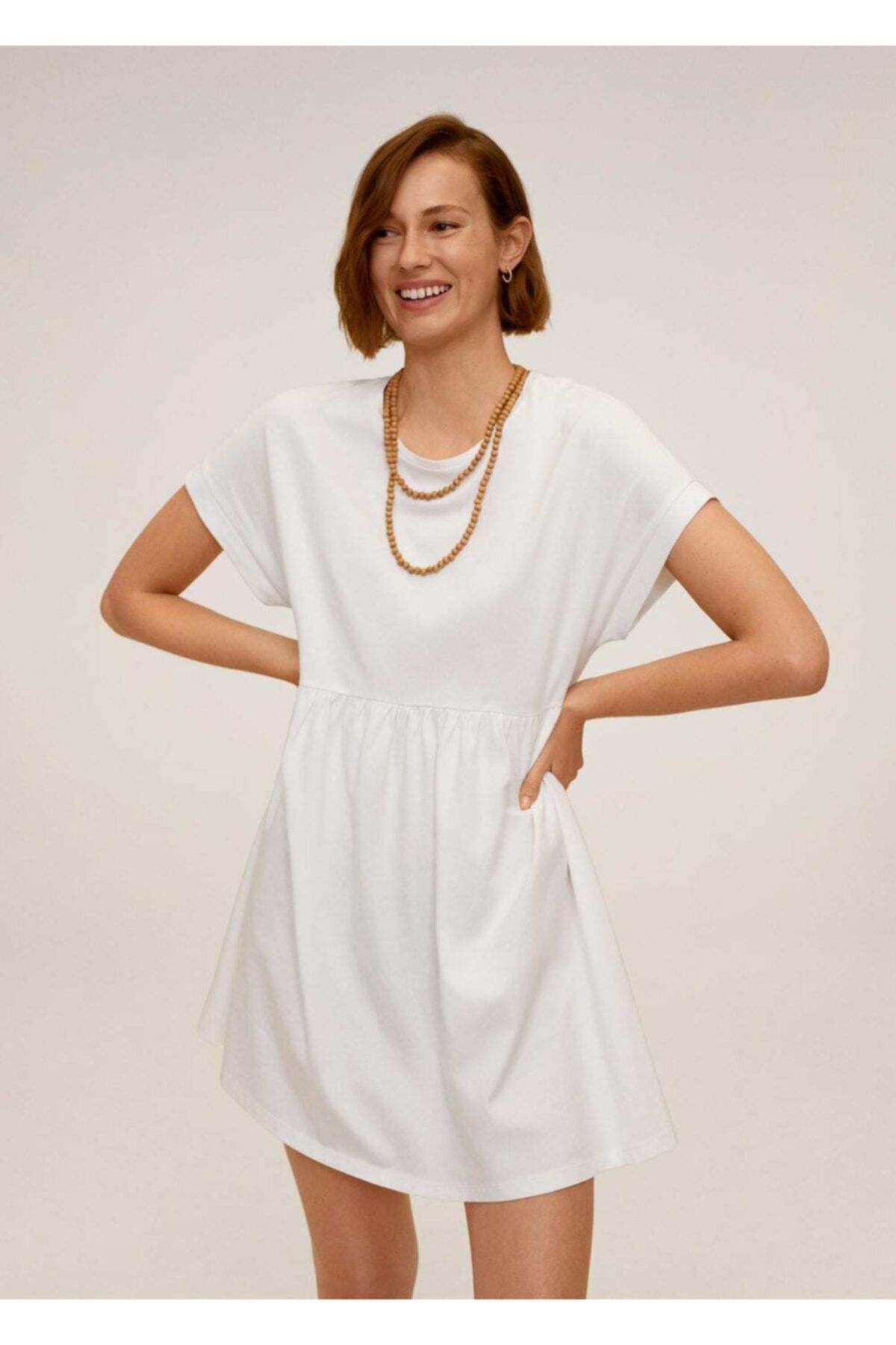 MANGO Kadın Kırık Beyaz Organik Pamuklu Elbise 67099207