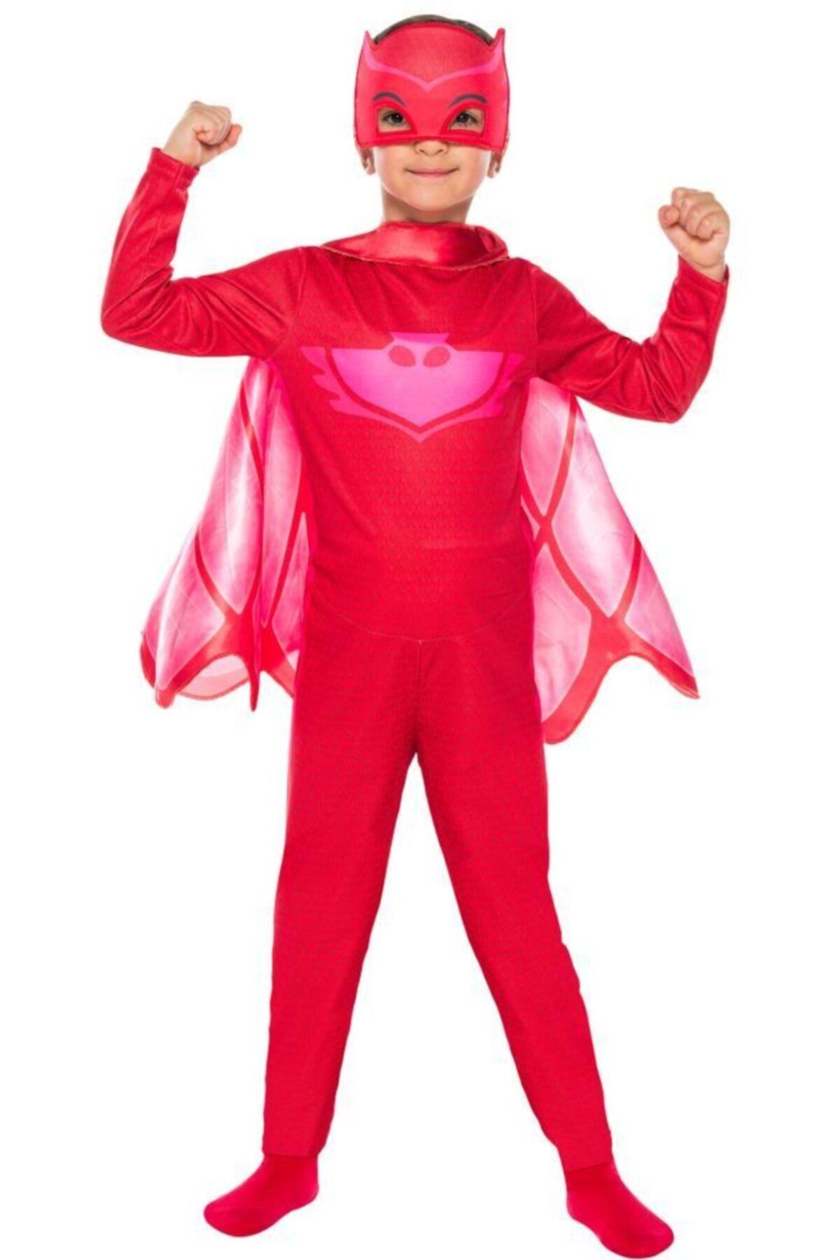 Genel Markalar Kız Çocuk Kırmızı Pijamaskeliler Baykuş Kostüm 7-9 Yaş