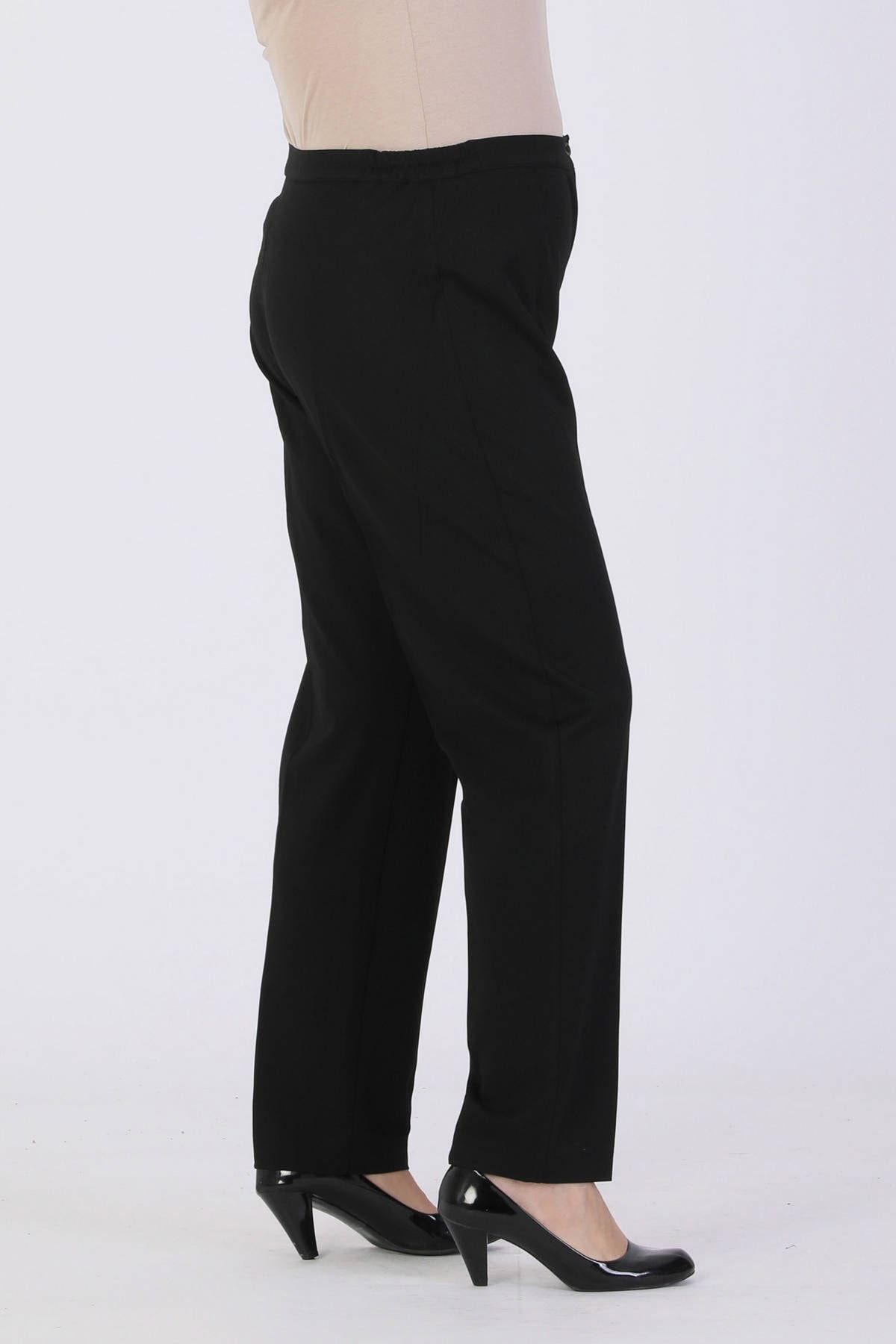 Günay Kadın Siyah Kumaş Yüksek Bel Düz Paça Pantolon Rg1003