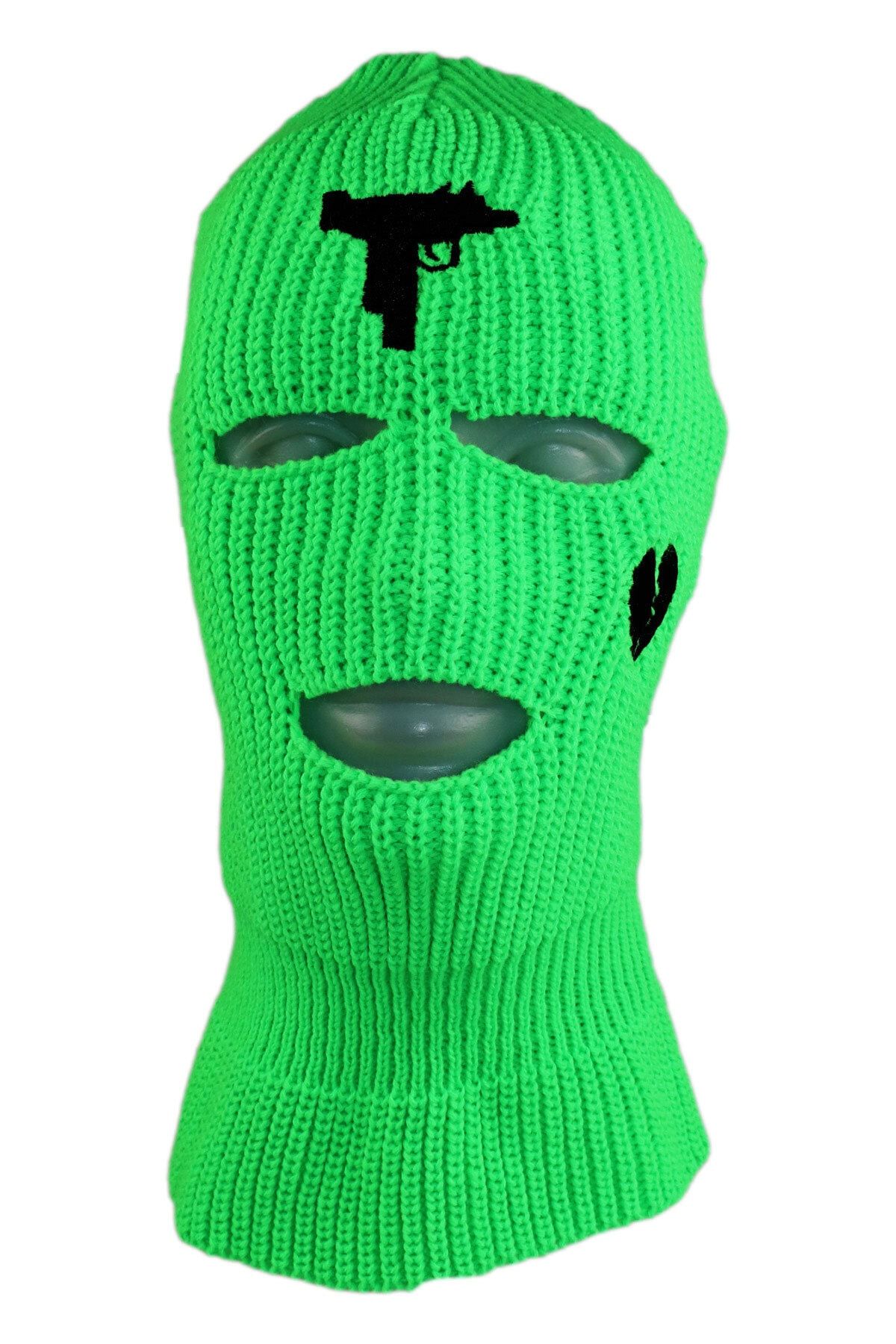 zirve şapka Kışlık Unisex 3 Gözlü Kar Maskesi Yeşil