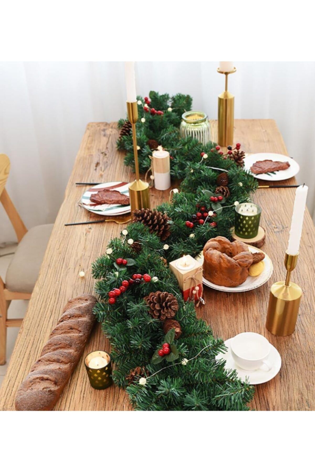partisüs Yılbaşı Masası Dekoru, Yılbaşı Kapı Süsü Işıklı Noel Ağacı