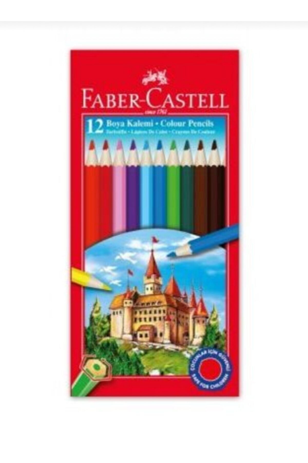 Faber Castell Kuru Boya 12 Renk Tam Boy - Çok Renkli - Ortaokul