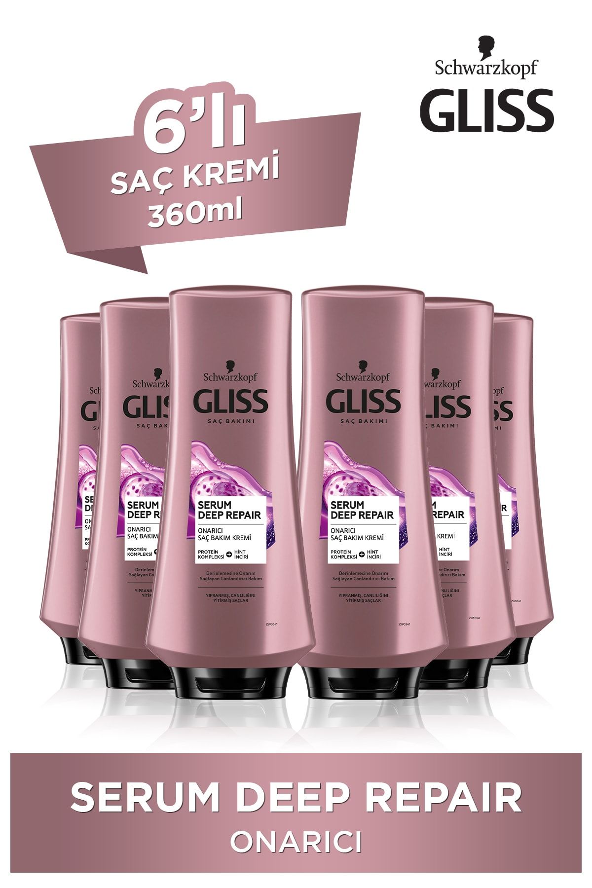Gliss Serum Deep Repair Onarıcı Saç Kremi 360 ml 6'lı