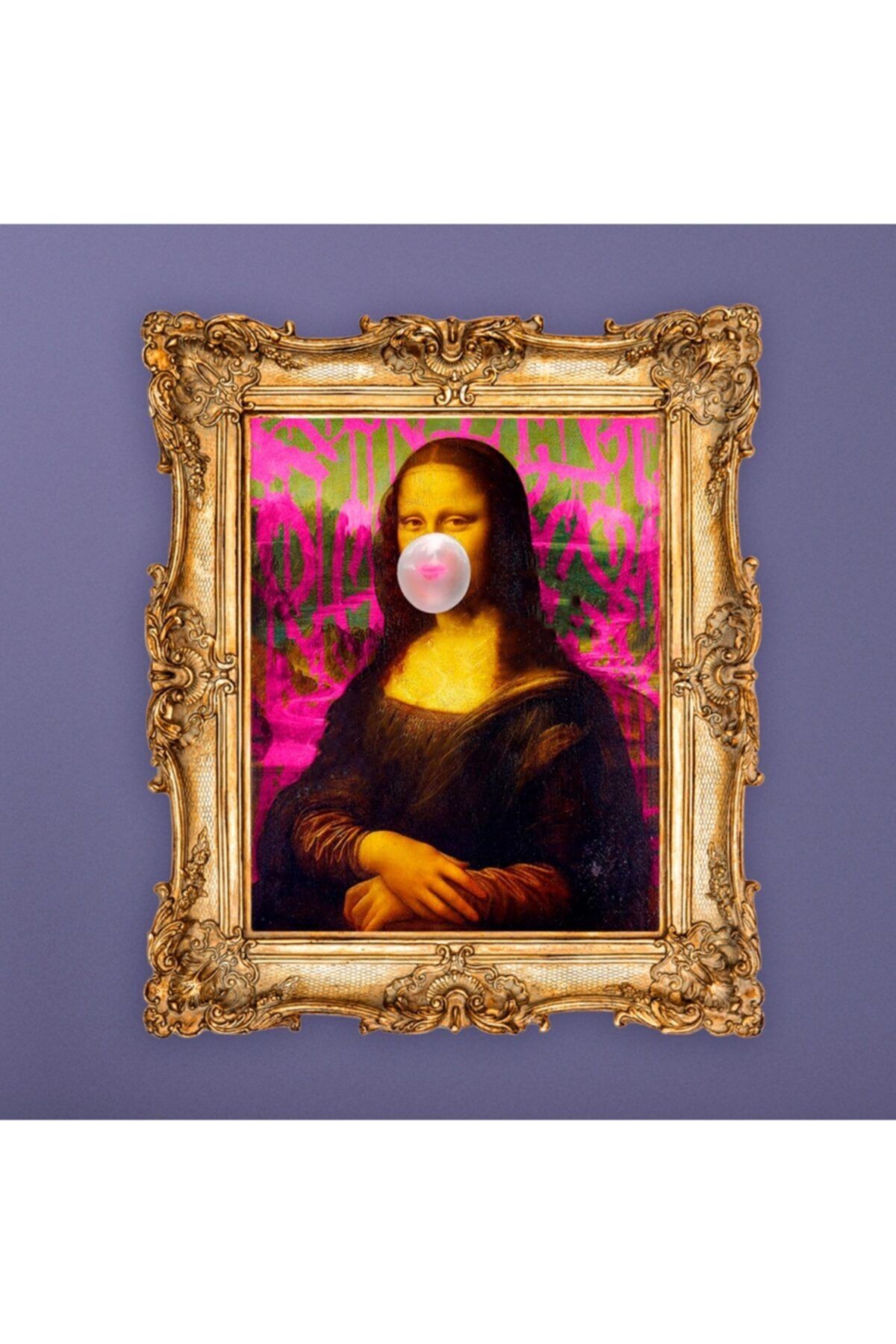 Olamia Ola Mia Mona Lisa Figürlü Vintage Çerçeve Görünümlü %100 Mdf Duvar Tablosu