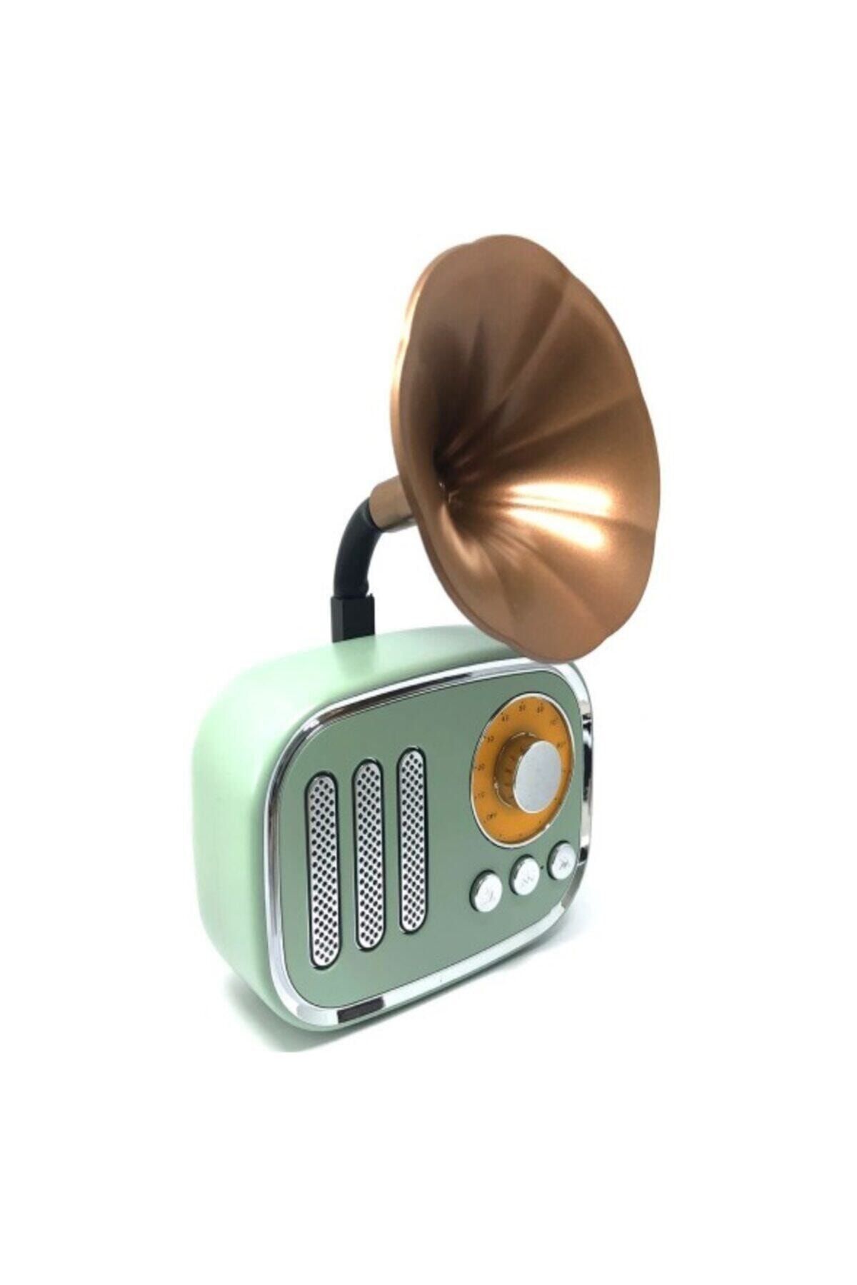 T G Retro Gramafon Kablosuz Bluetooth Su Yeşili Ses Bombası