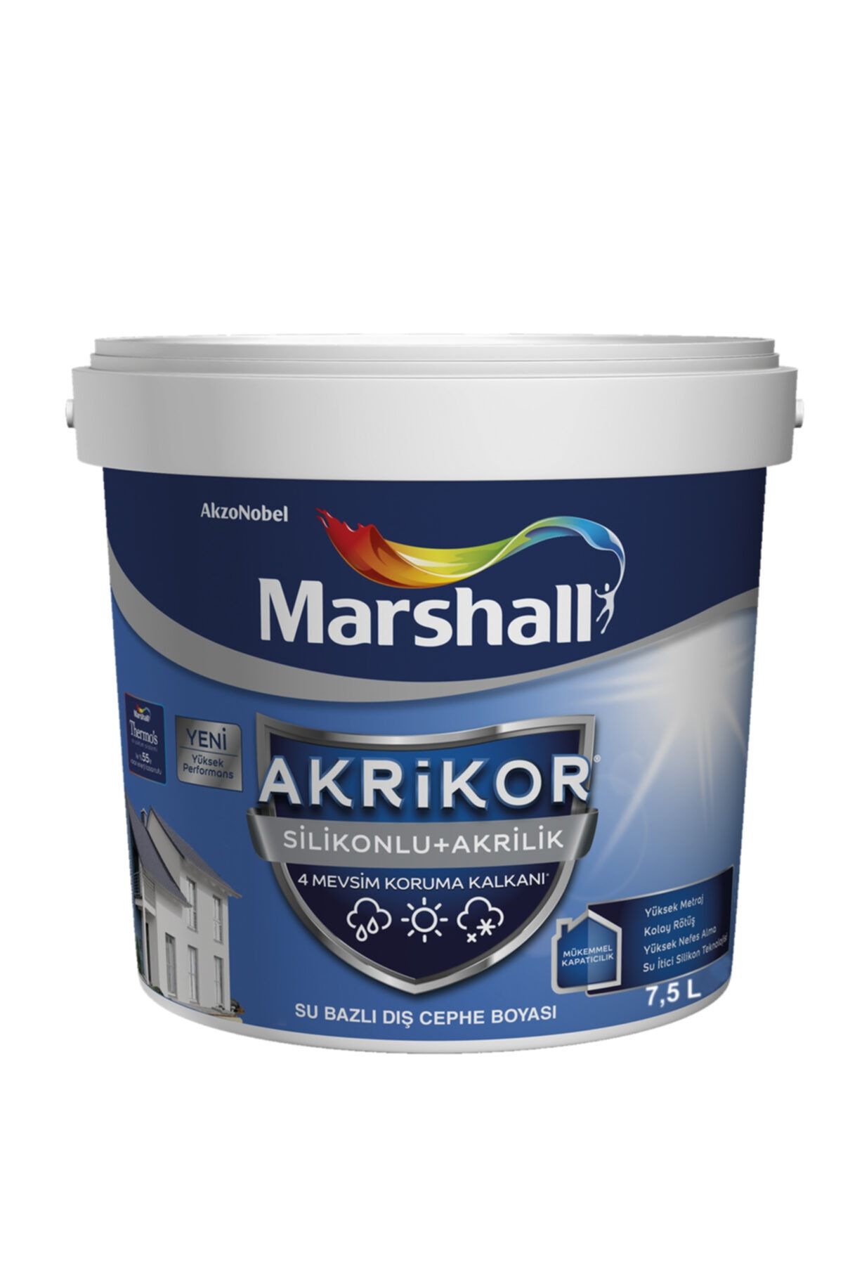 Marshall Akrikor Silikonlu Akrilik Dış Cephe Boyası Beyaz 7.5 Lt. (10 KG)
