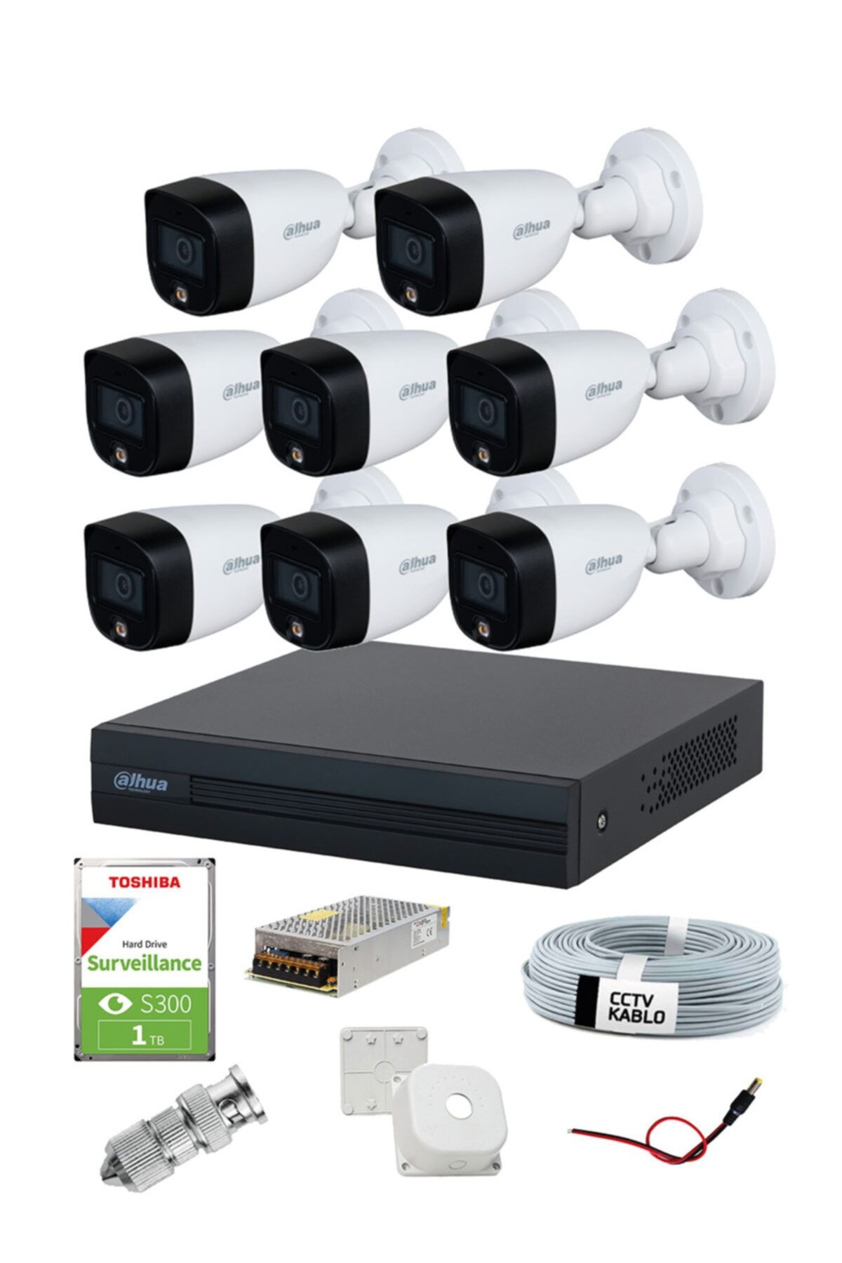 Dahua 8 Kameralı Renkli Gece Görüşlü Güvenlik Kamera Seti