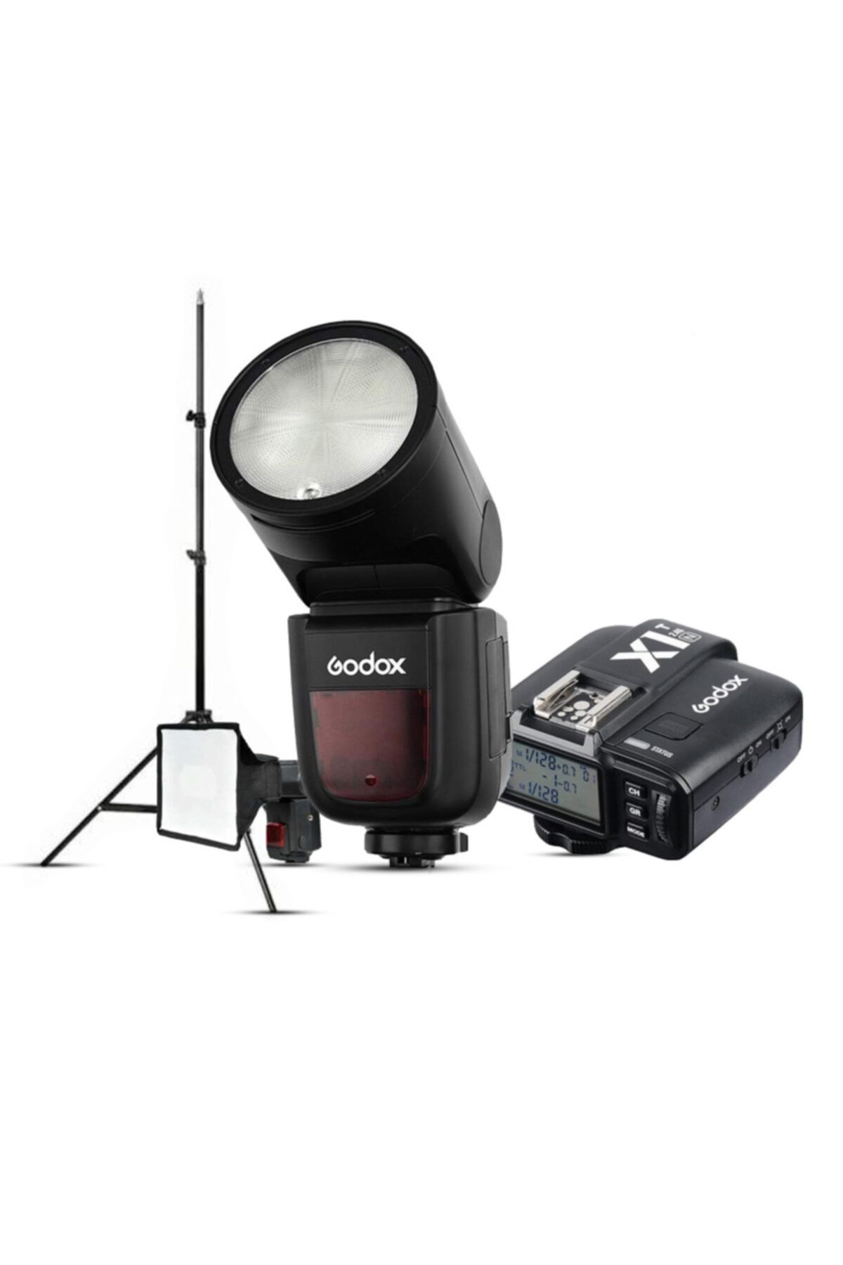 Godox V1 Nikon Flaş Full Set (Tepe Flaş + Tetikleyici + Ayak + Softbox)