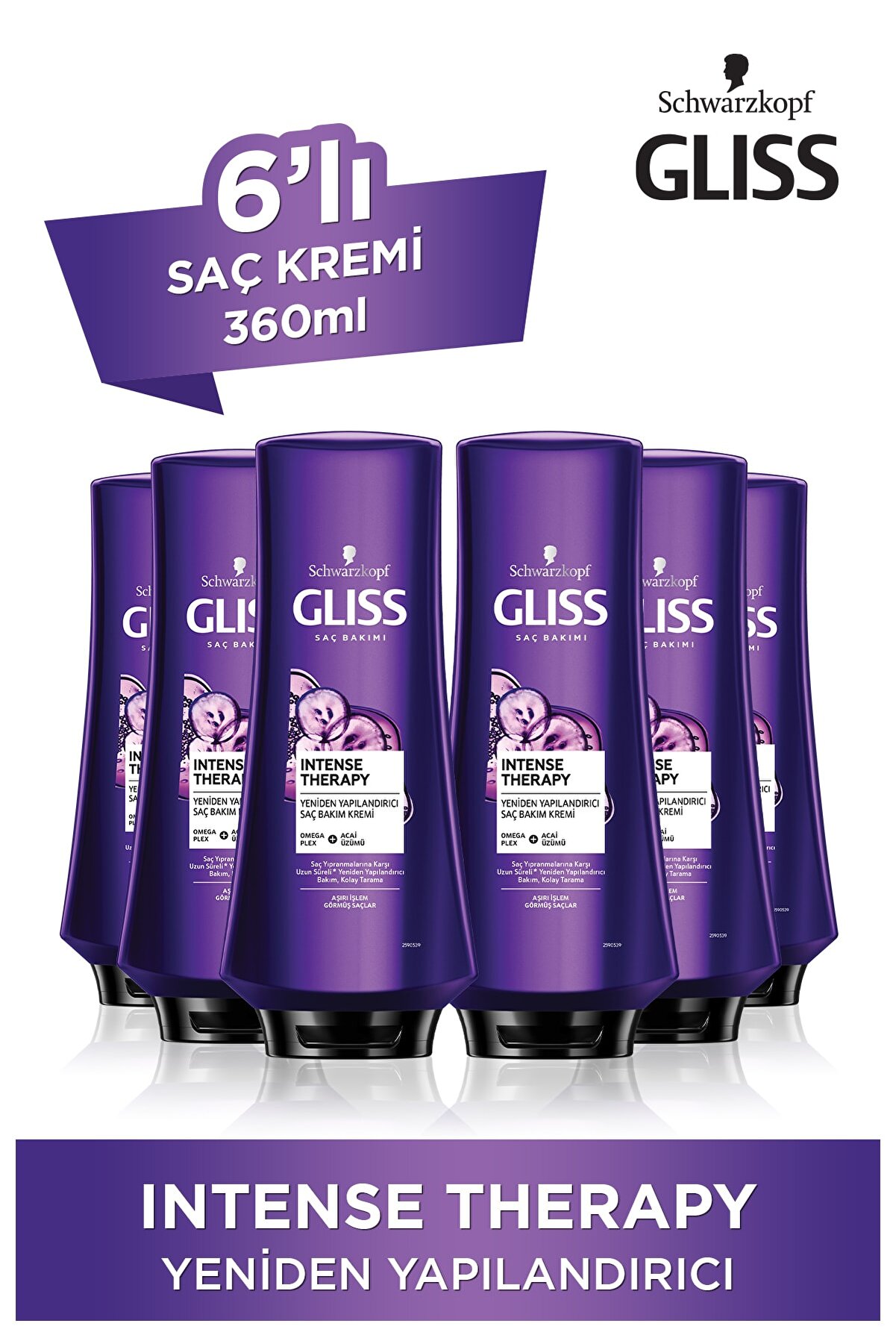 Gliss Intense Therapy Yeniden Yapılandırıcı Saç Kremi 360 ml 6'lı