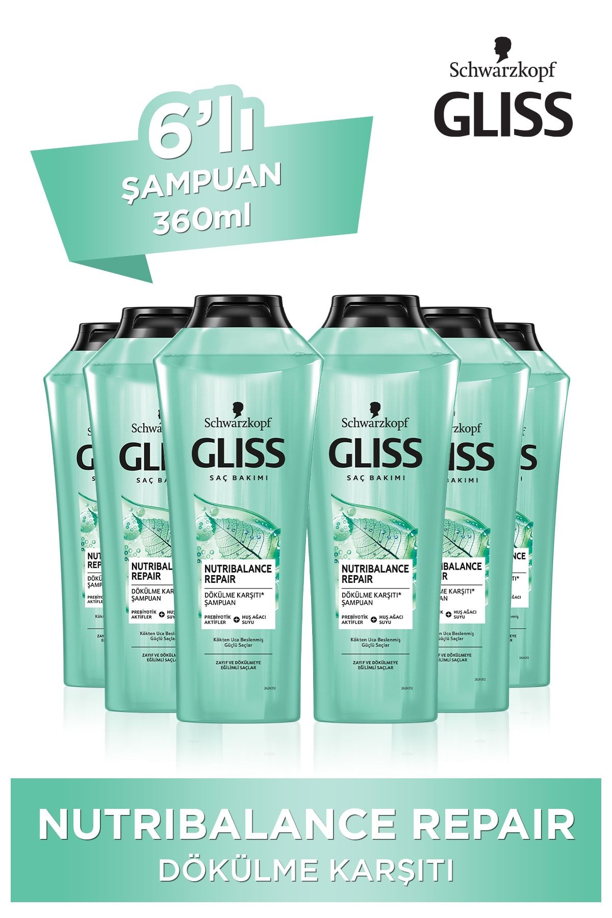 Gliss Nutribalance Repair Saç Dökülmesi Karşıtı Şampuan 360 ml 6'lı
