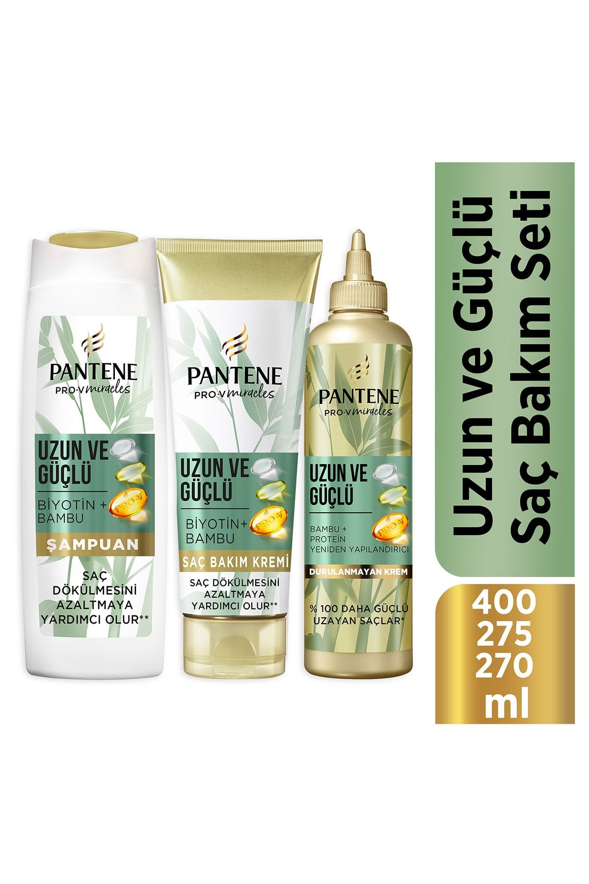 Pantene Miracles Bambu & Biotin Uzun ve Güçlü Saç Bakım Seti (Şampuan + Saç Kremi + Şekillendirici)