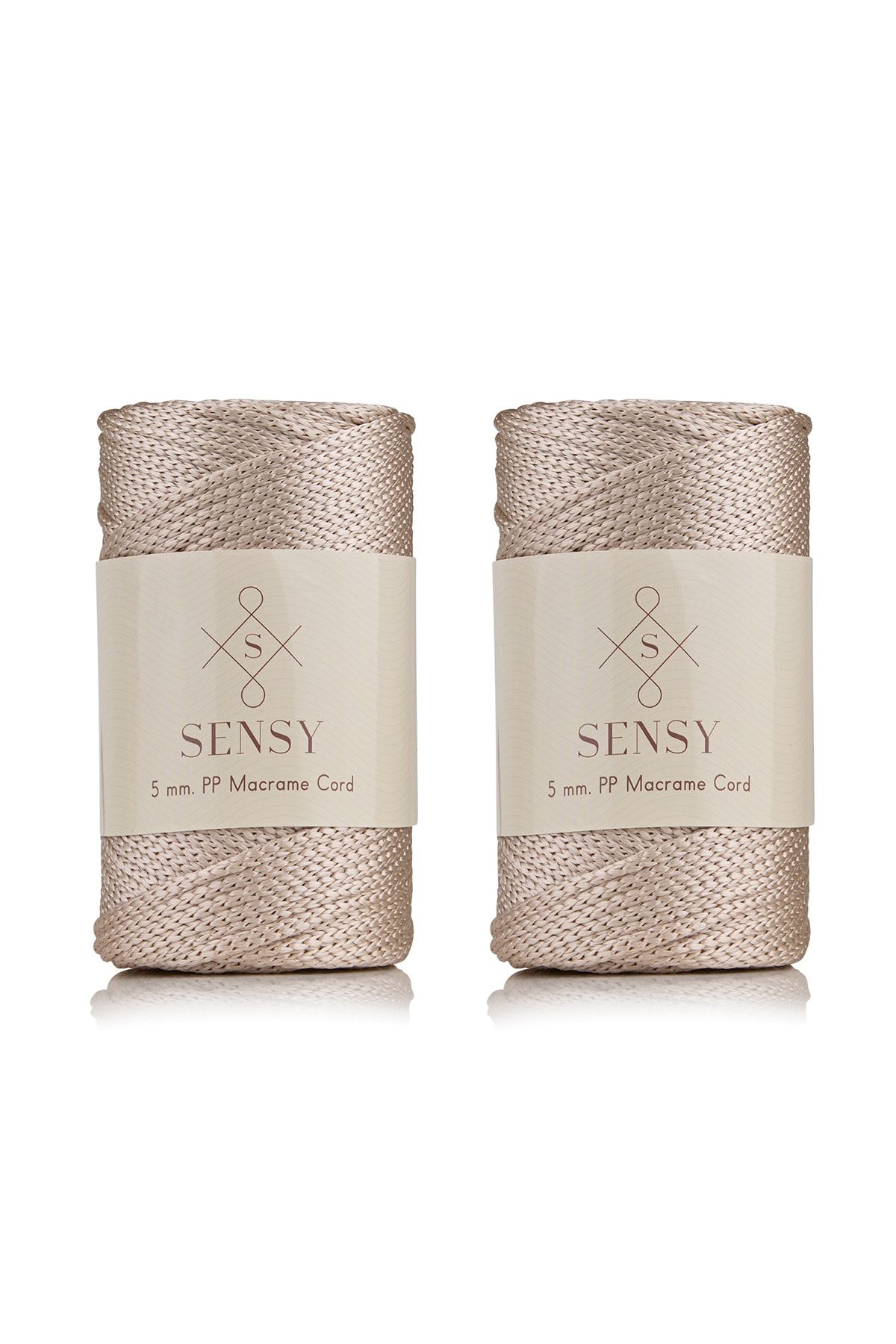 SENSY Premium Polyester Makrome Ipi 5 Mm Pp Cord 2li Set Sütlü Kahve, Ip, Makrame, Supla,çanta Ipi