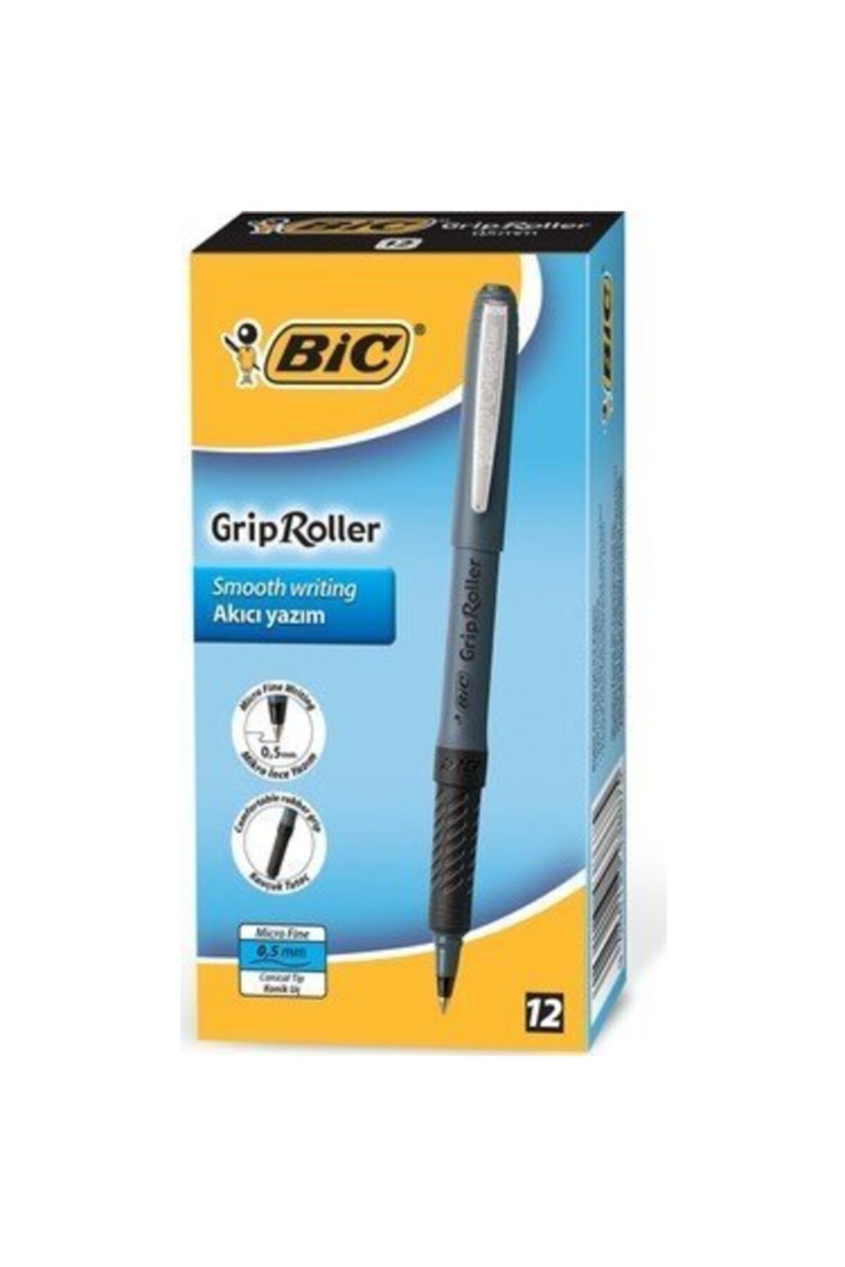 Bic Roller Glide Grip 0.5 Siyah Roller Kalem 12'li Kutu