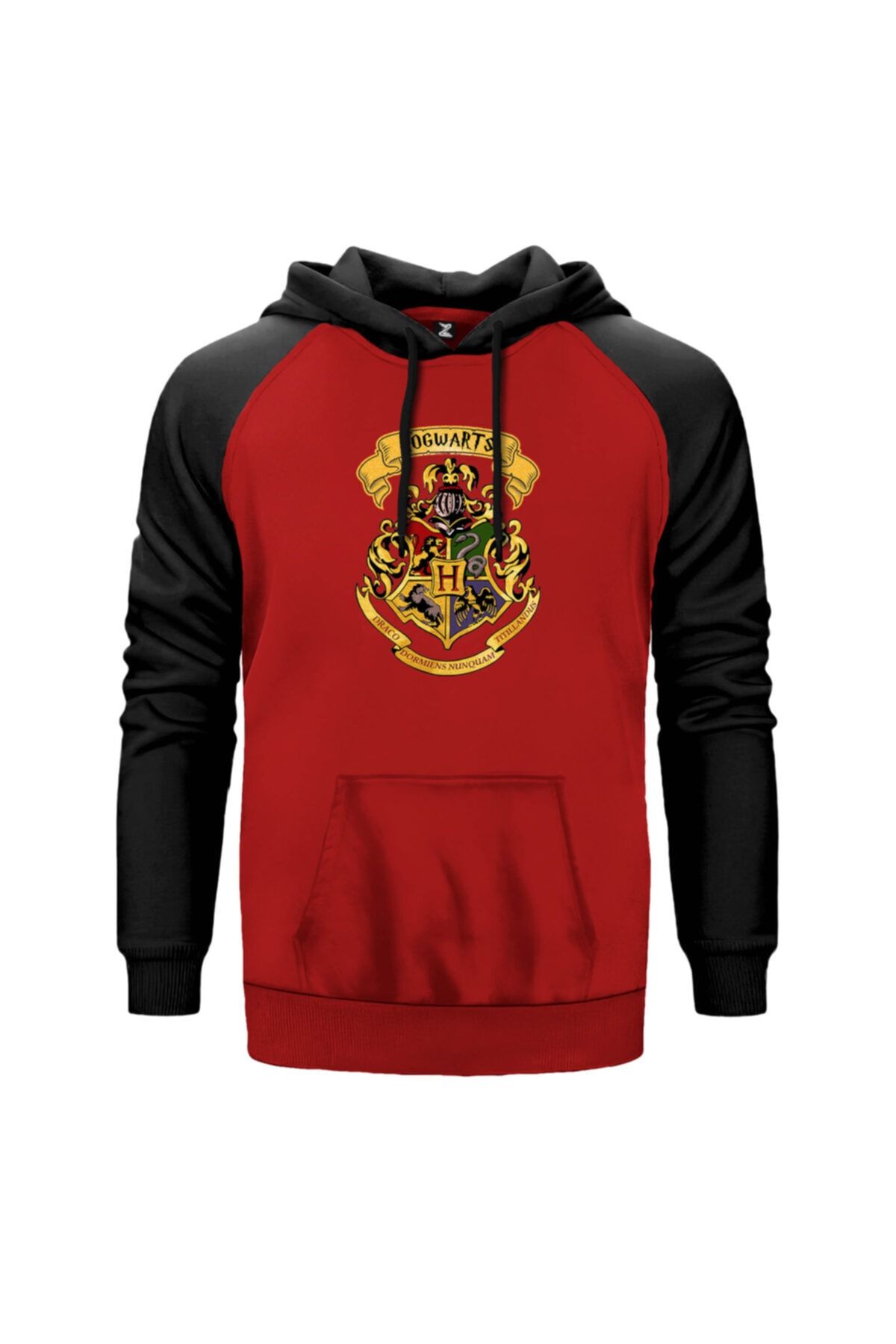 Z zepplin Harry Potter Hogwarts Logo Kırmızı Reglan Kol Sweatshirt / Hoodie