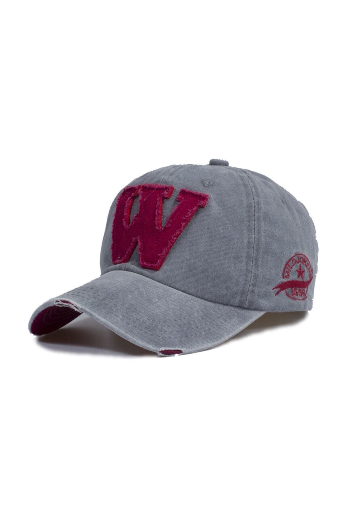 Genel Markalar Eskitme Model Nakışlı Gri W Logolu Şapka