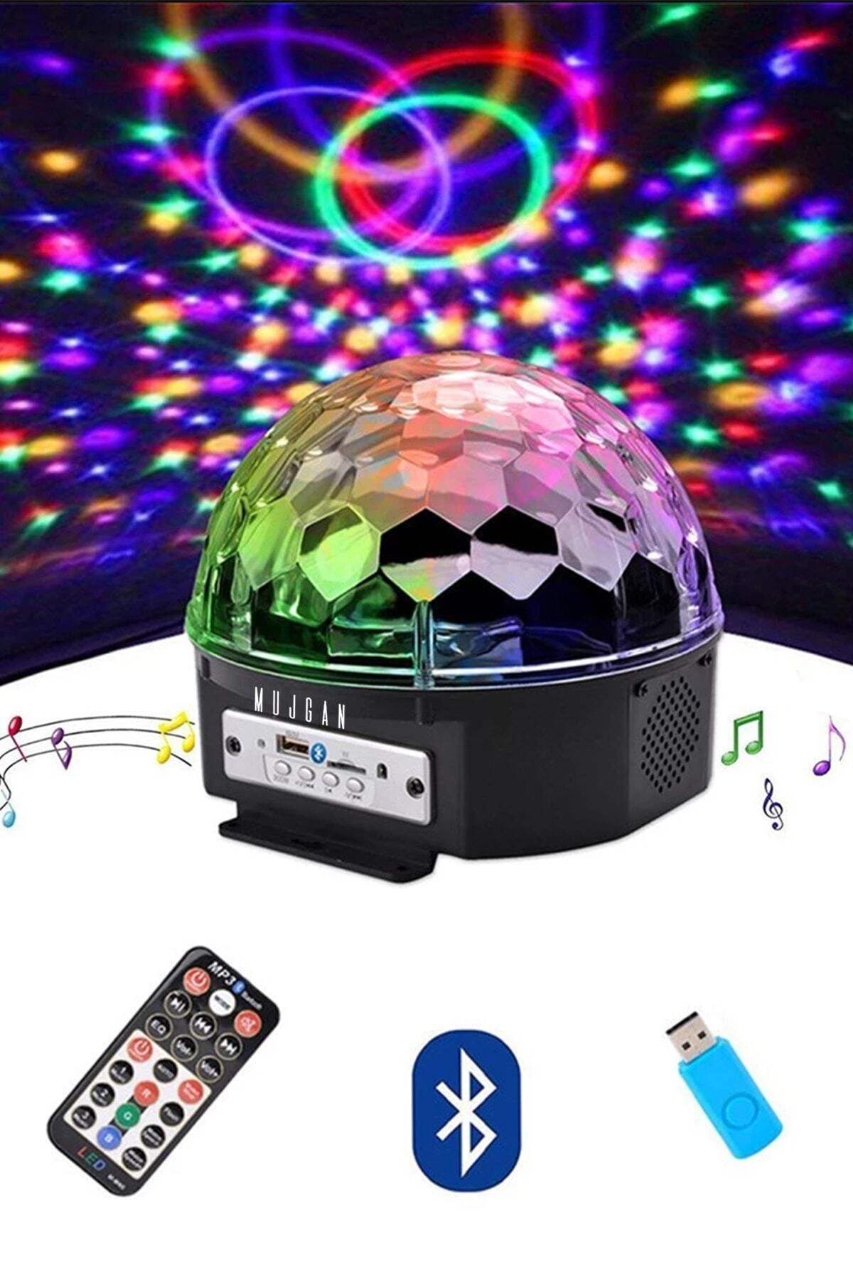 MUJGAN (KIRILABİLİR) Disko Topu Renkli Led Işıklı Bluetooht Özellikli Sese Duyarlı Mp3 Çalar