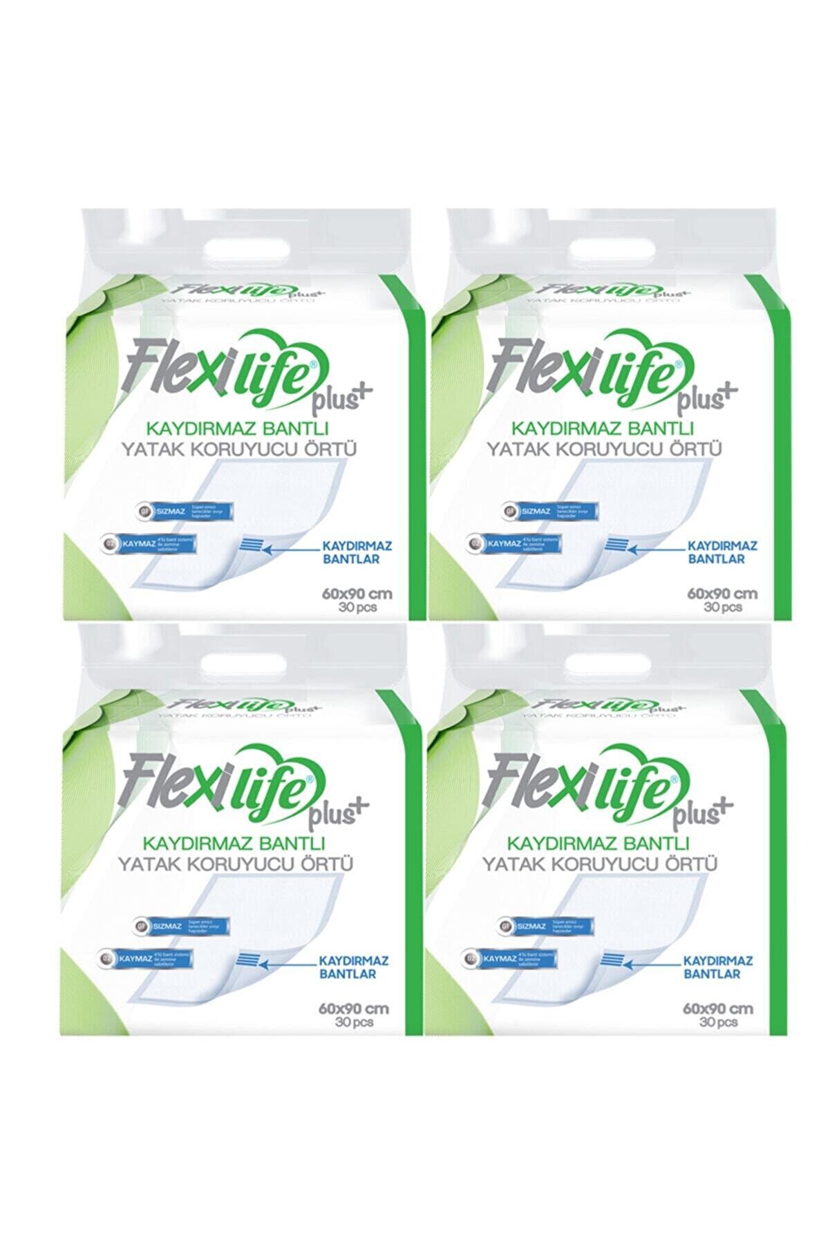 Flexi Life Flexilife Hasta Altı Bezi Kaydırmaz Bantlı Yatak Koruyucu Örtü 60x90 Cm 30 Lu 4 Paket