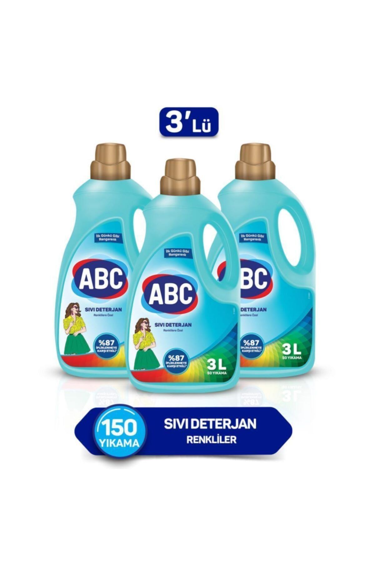 ABC Renklilere Özel Sıvı Deterjan 3 Lt 3'lü Set