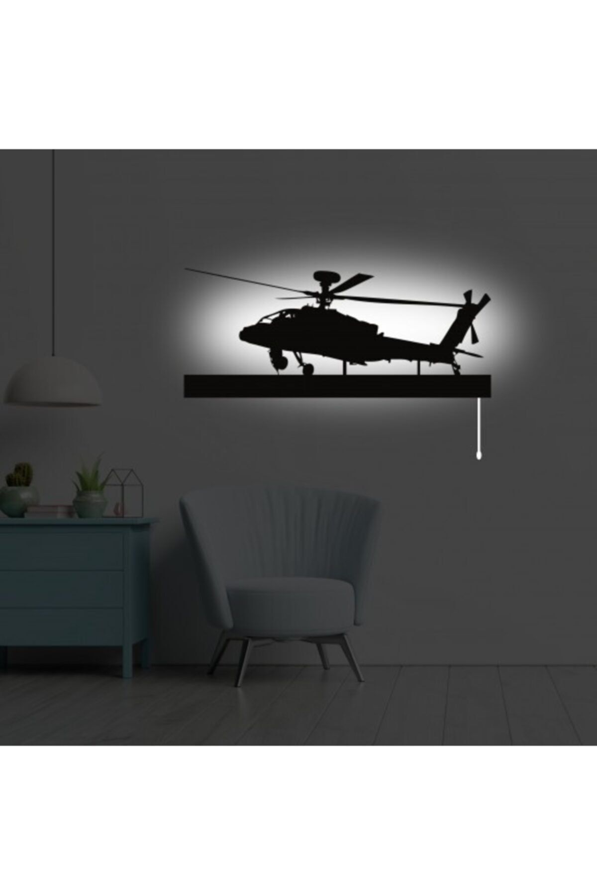 Erva Ledli Dekoratif Metal Aplik Helikopter Beyaz Işık
