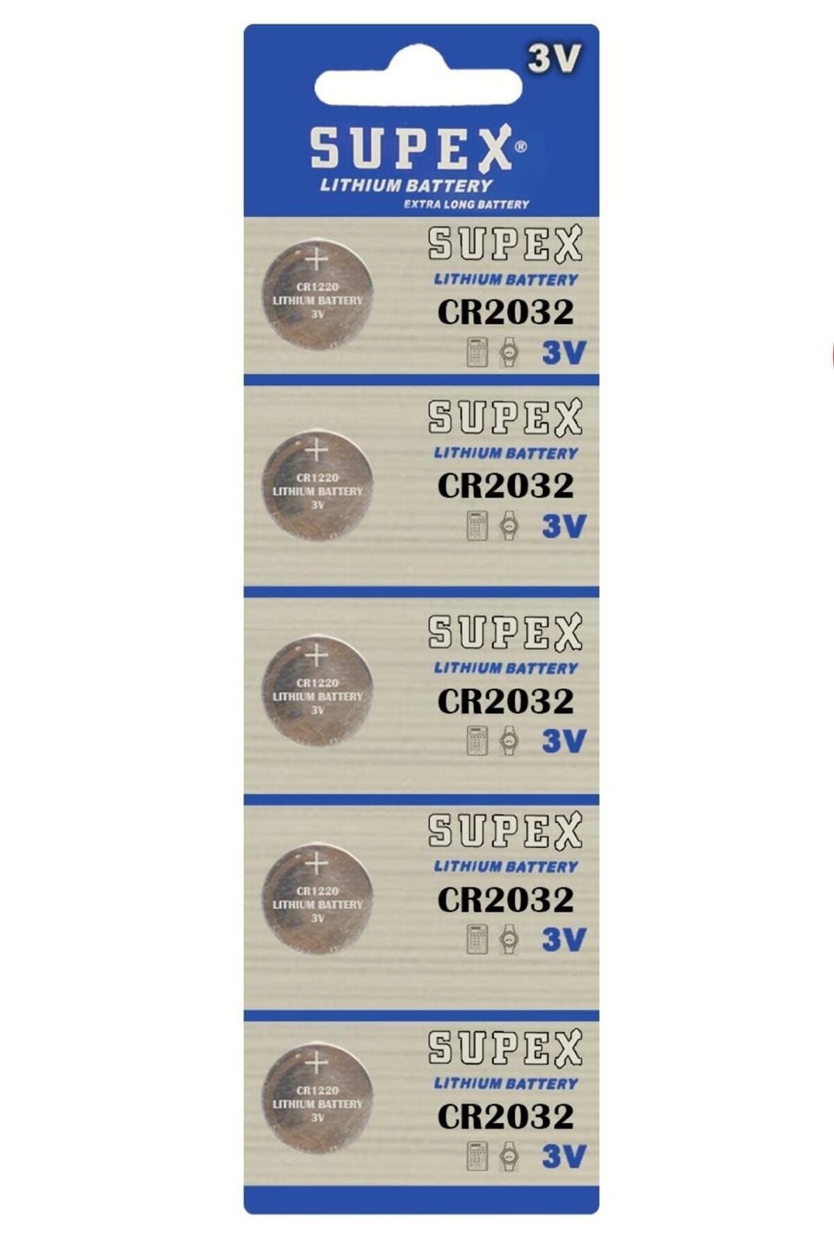 Supex 5 Adet 3 Volt Cr2032 Lityum Para Pil (dl2032 Bios-kepenk-kumanda Taerazi Düğme Lithum Pili)